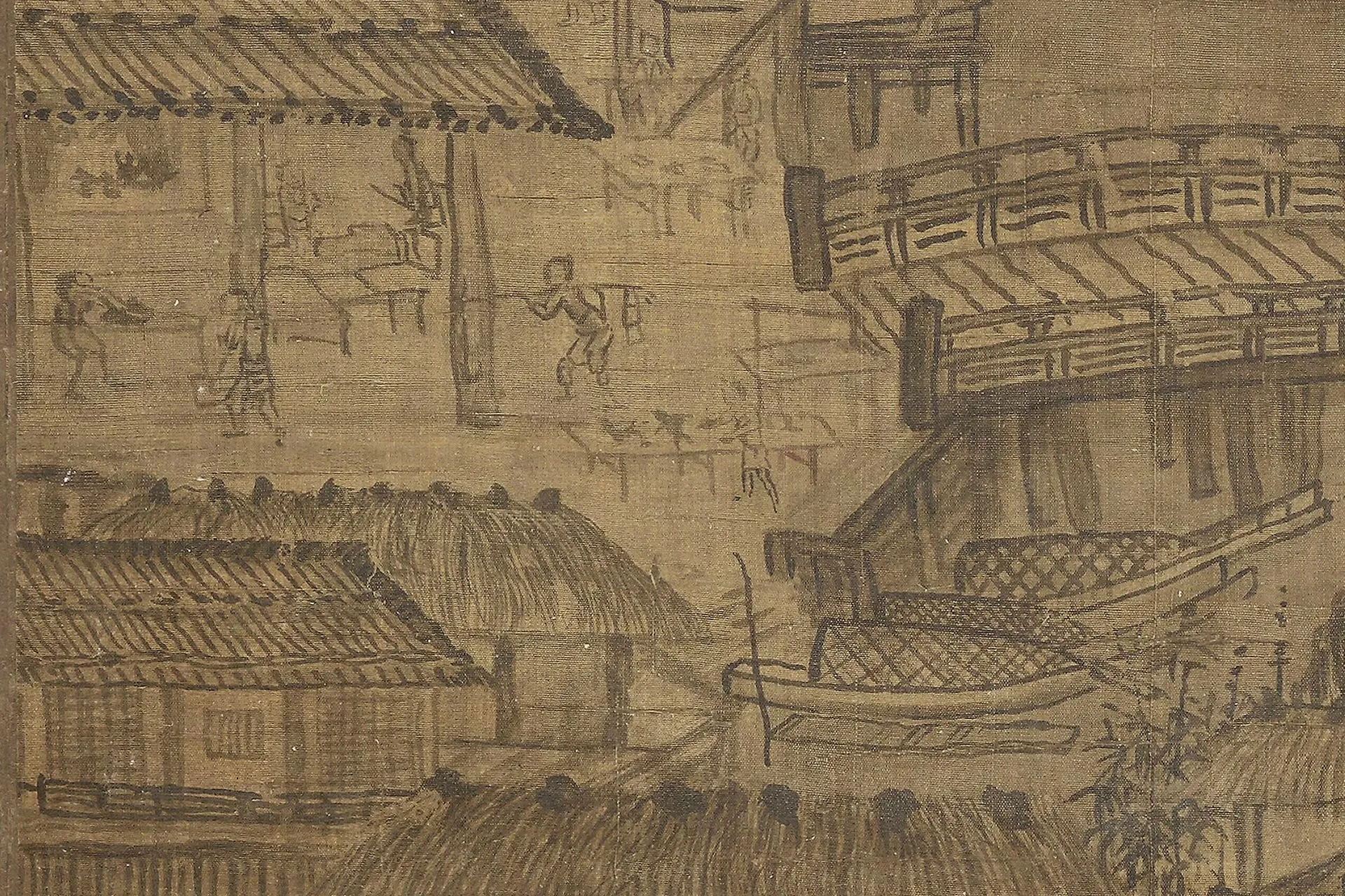 传董源山水画《溪山行旅图》局部 (1)