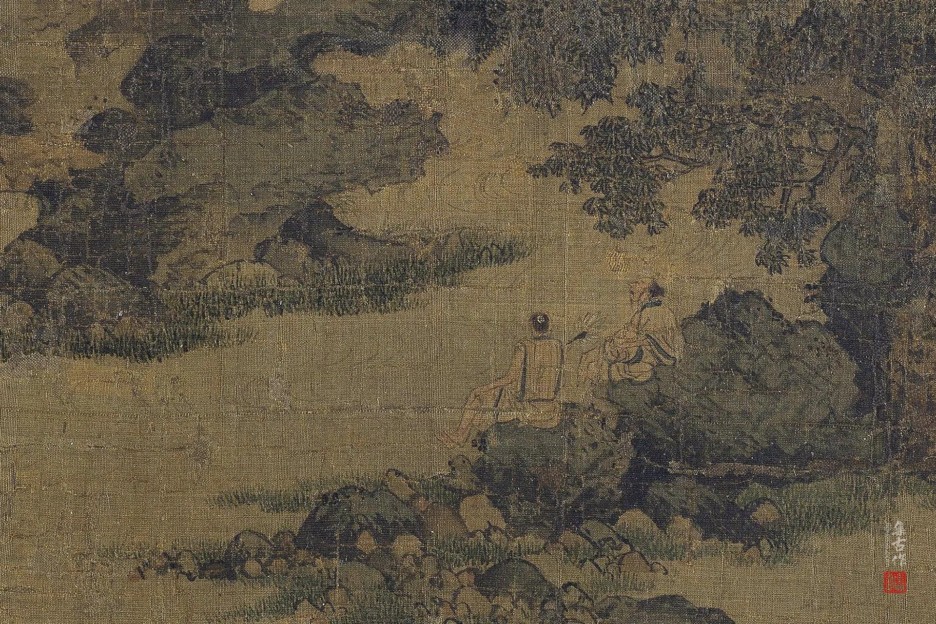 李唐山水画《坐石看云图》高清局部 (2)