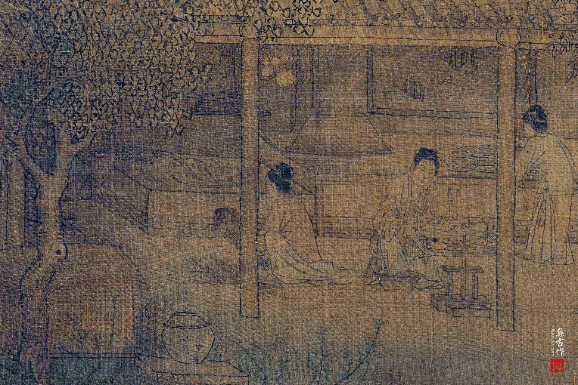 传刘松年《蚕事图》高清图局部 (1)