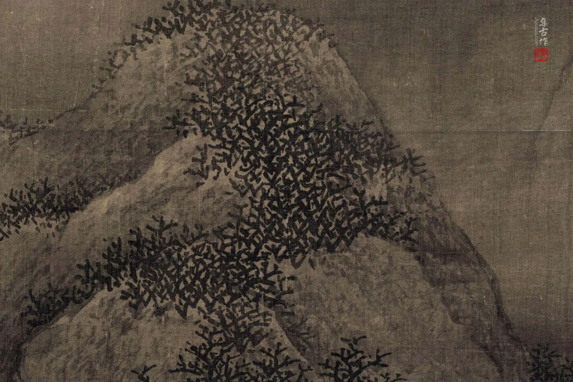 传范宽山水《雪景寒林图》局部 (5)