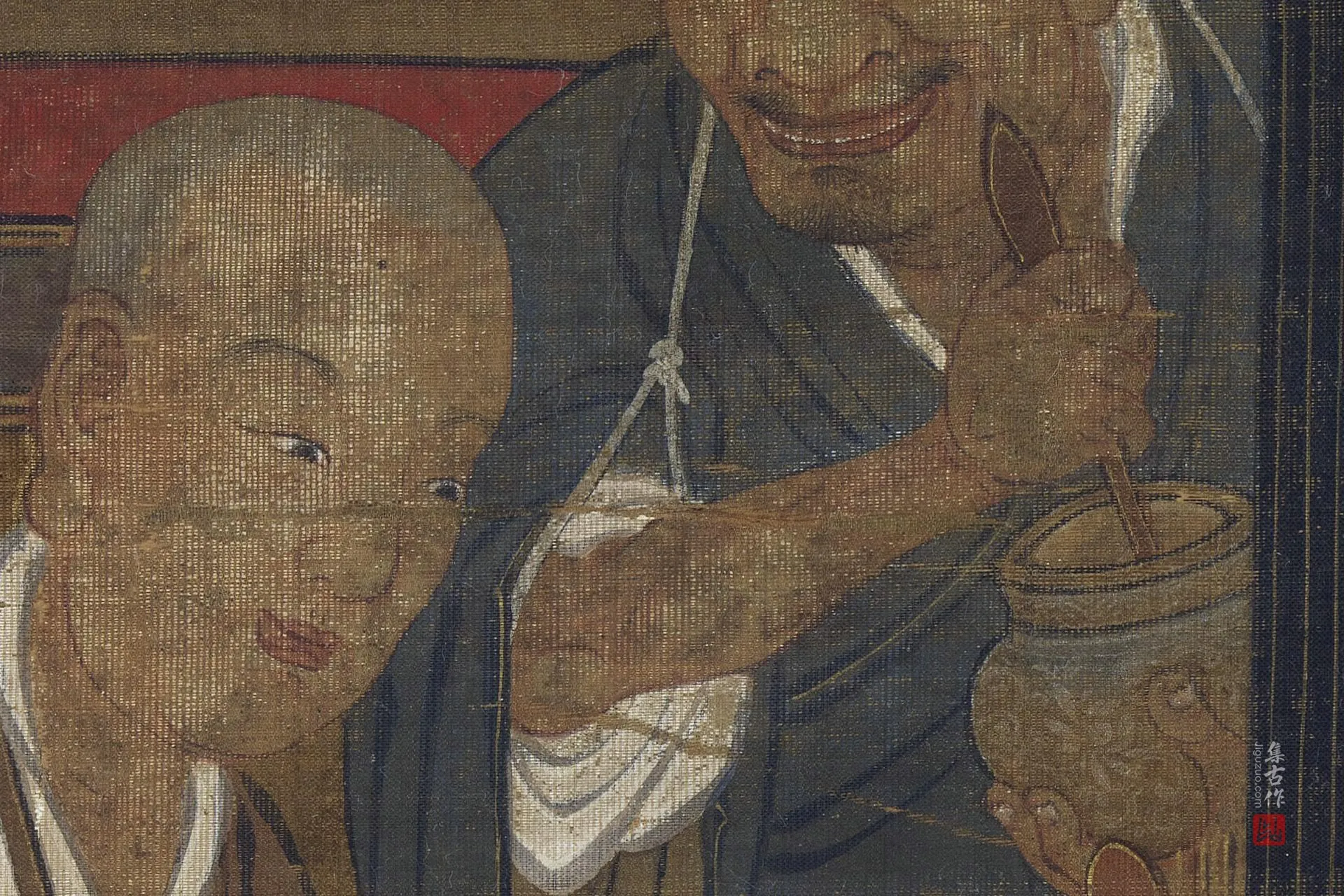传刘松年《补衲图》高清大图局部 (2)