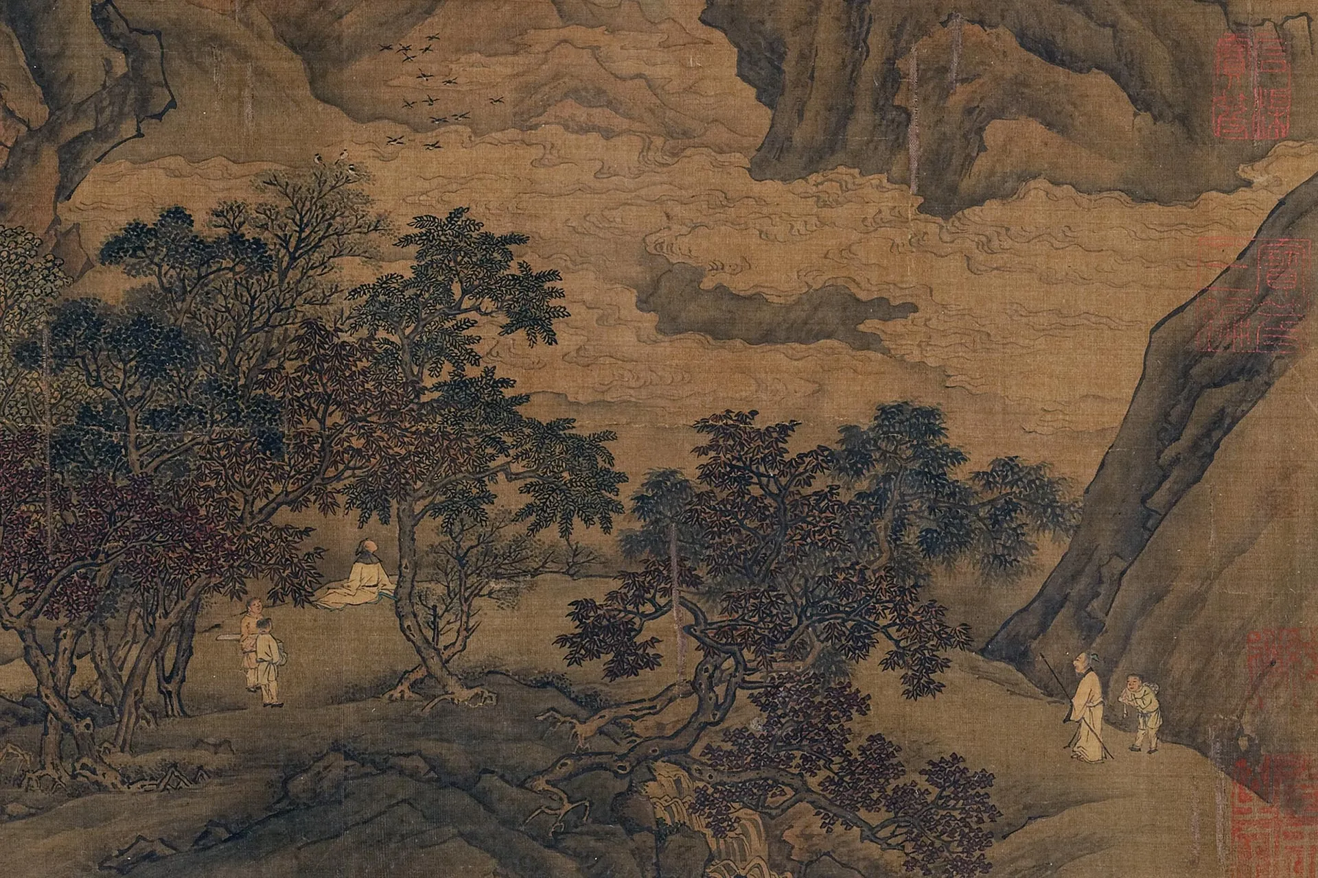 传李唐山水画《松壑流泉图》局部 (1)