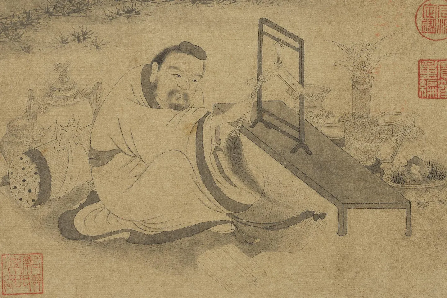 李公麟《竹阴磬韵图》局部 (2)
