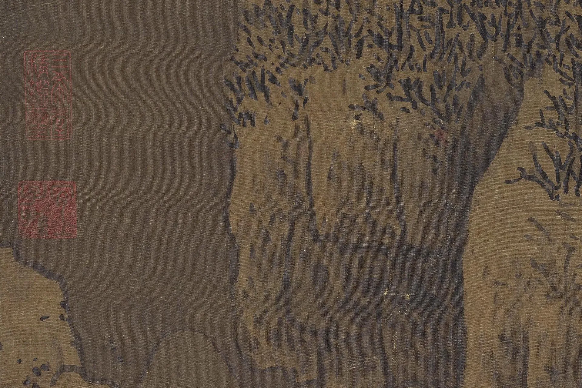 传范宽山水画《雪山萧寺图》高清局部 (7)