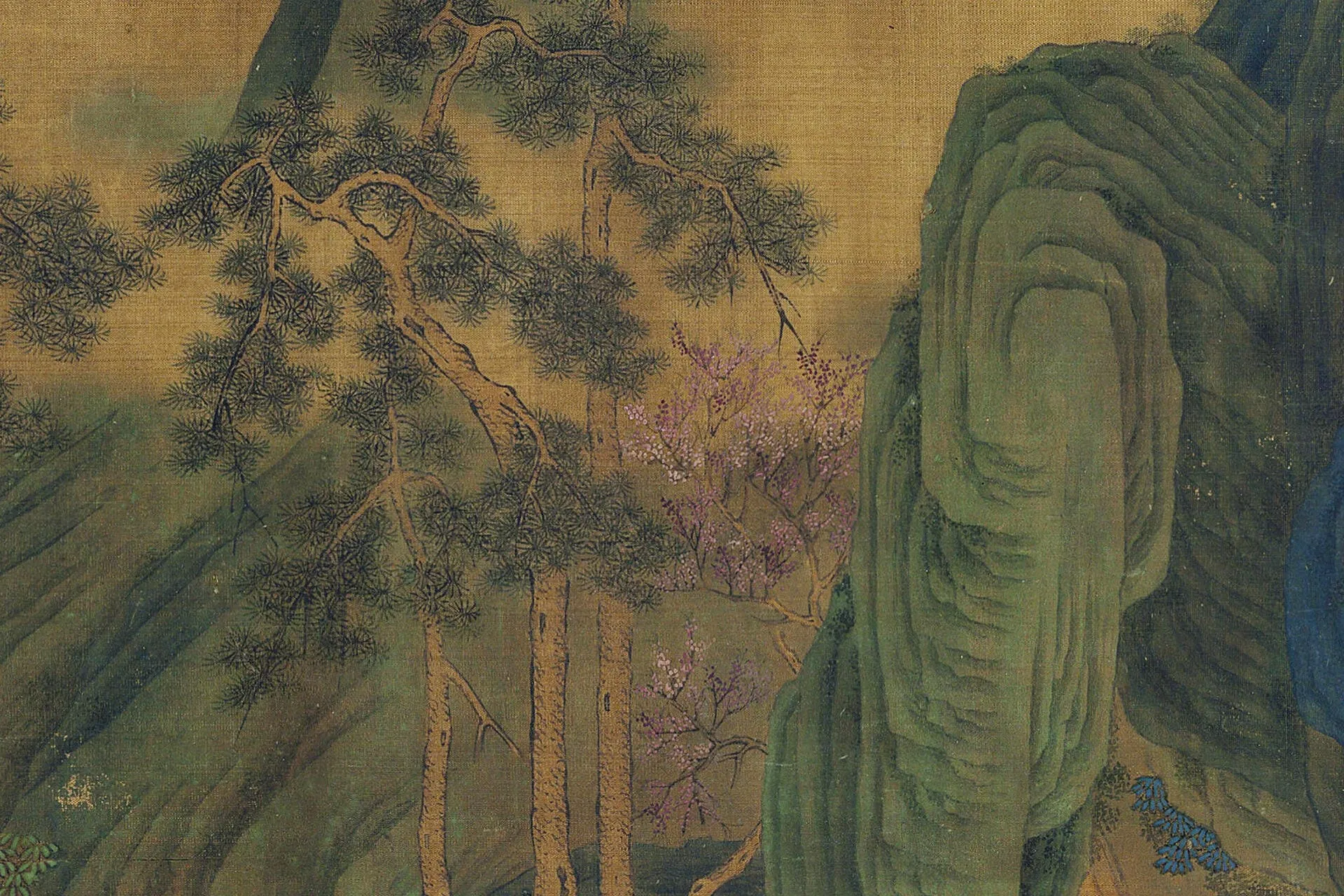 传刘松年青绿山水《天保九如图》局部 (3)