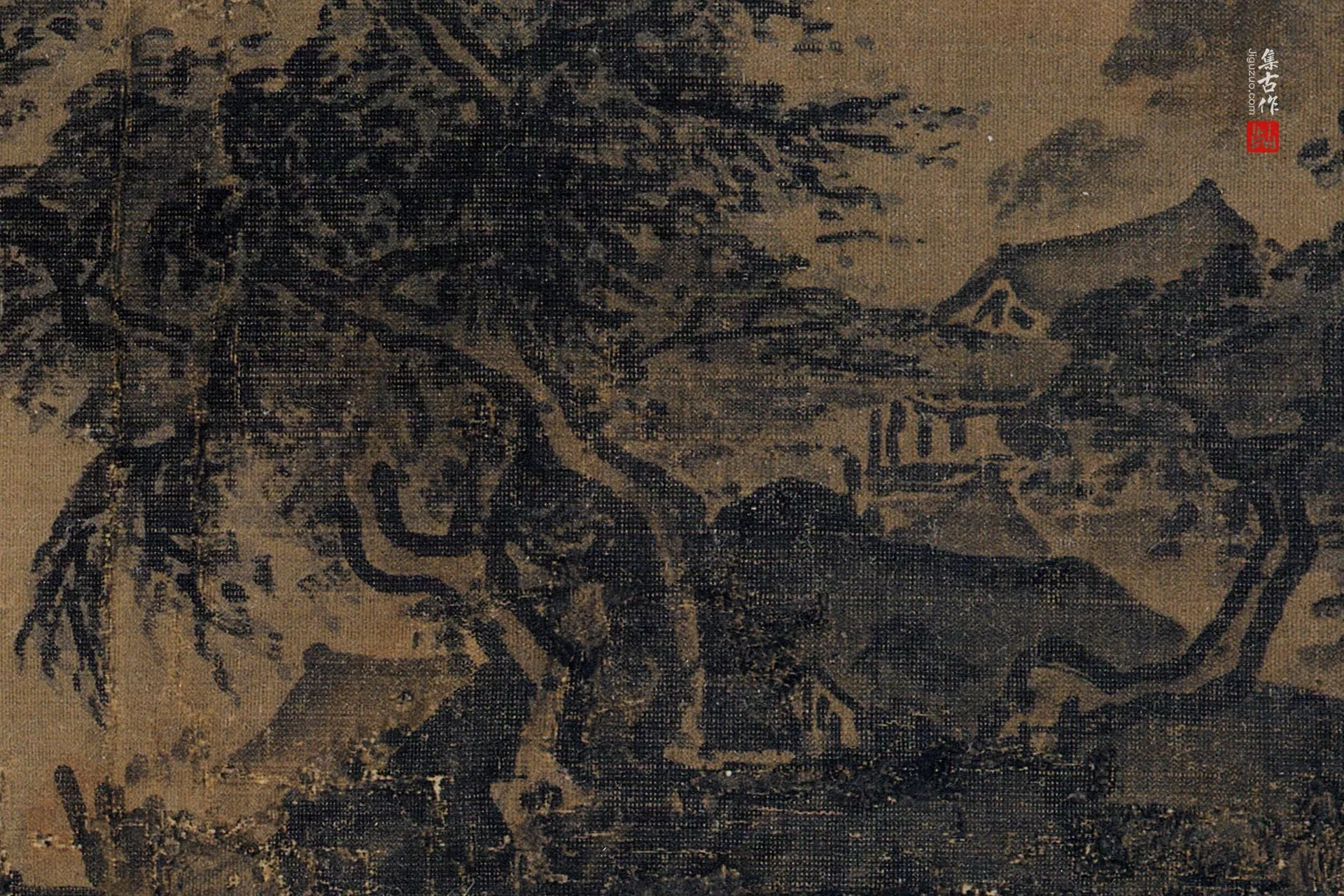 传夏圭《风雨行舟图》高清图局部 (3)