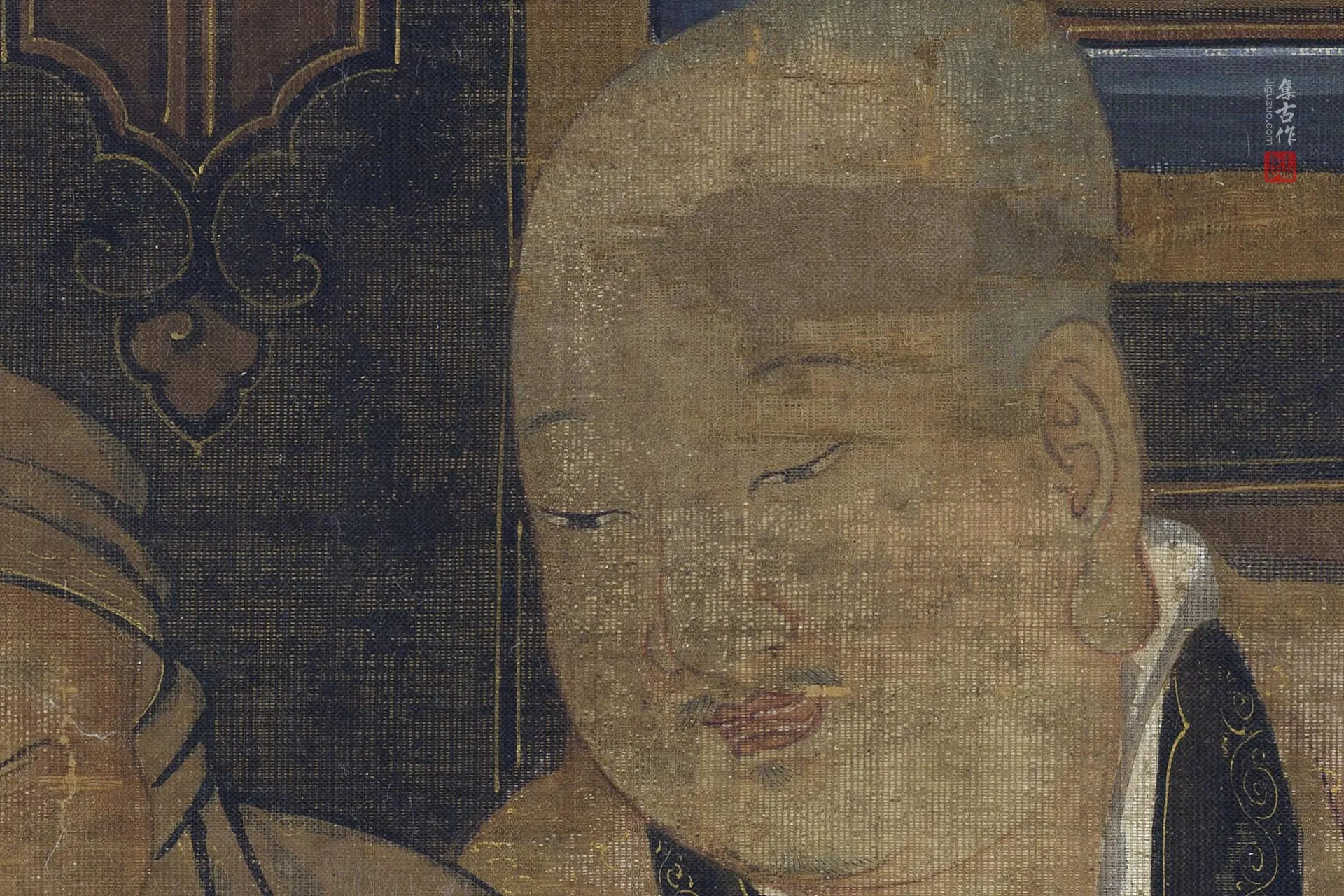 传刘松年《补衲图》高清大图局部 (4)