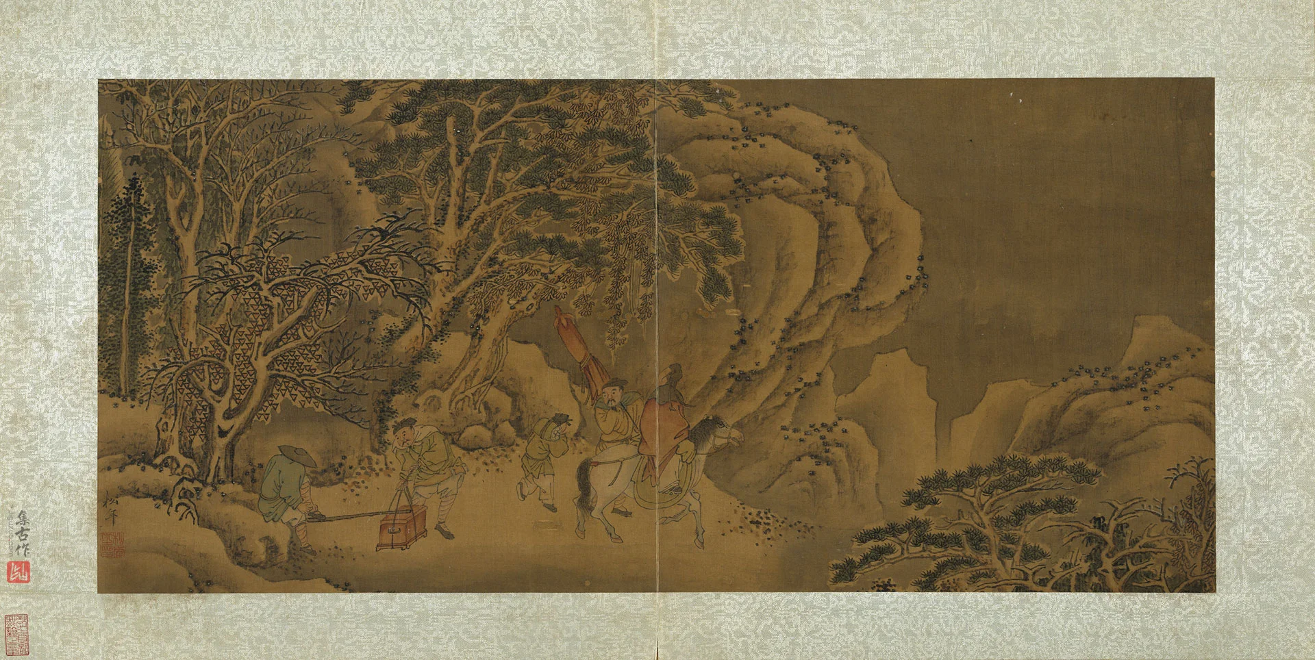 刘松年山水人物《雪山行旅图》页