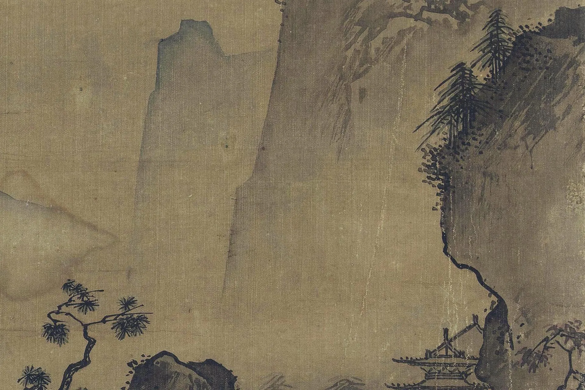 传李唐山水画《画关山行旅图》高清局部 (1)