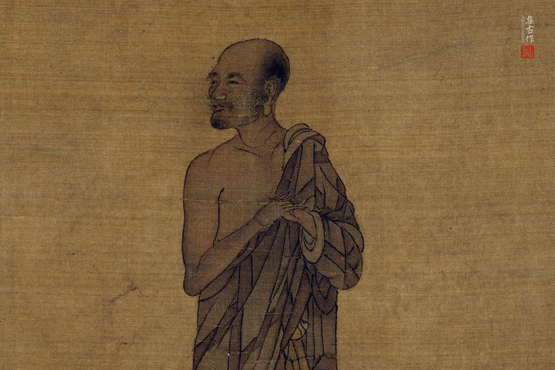刘松年人物画《天女献花图》高清图局部 (3)