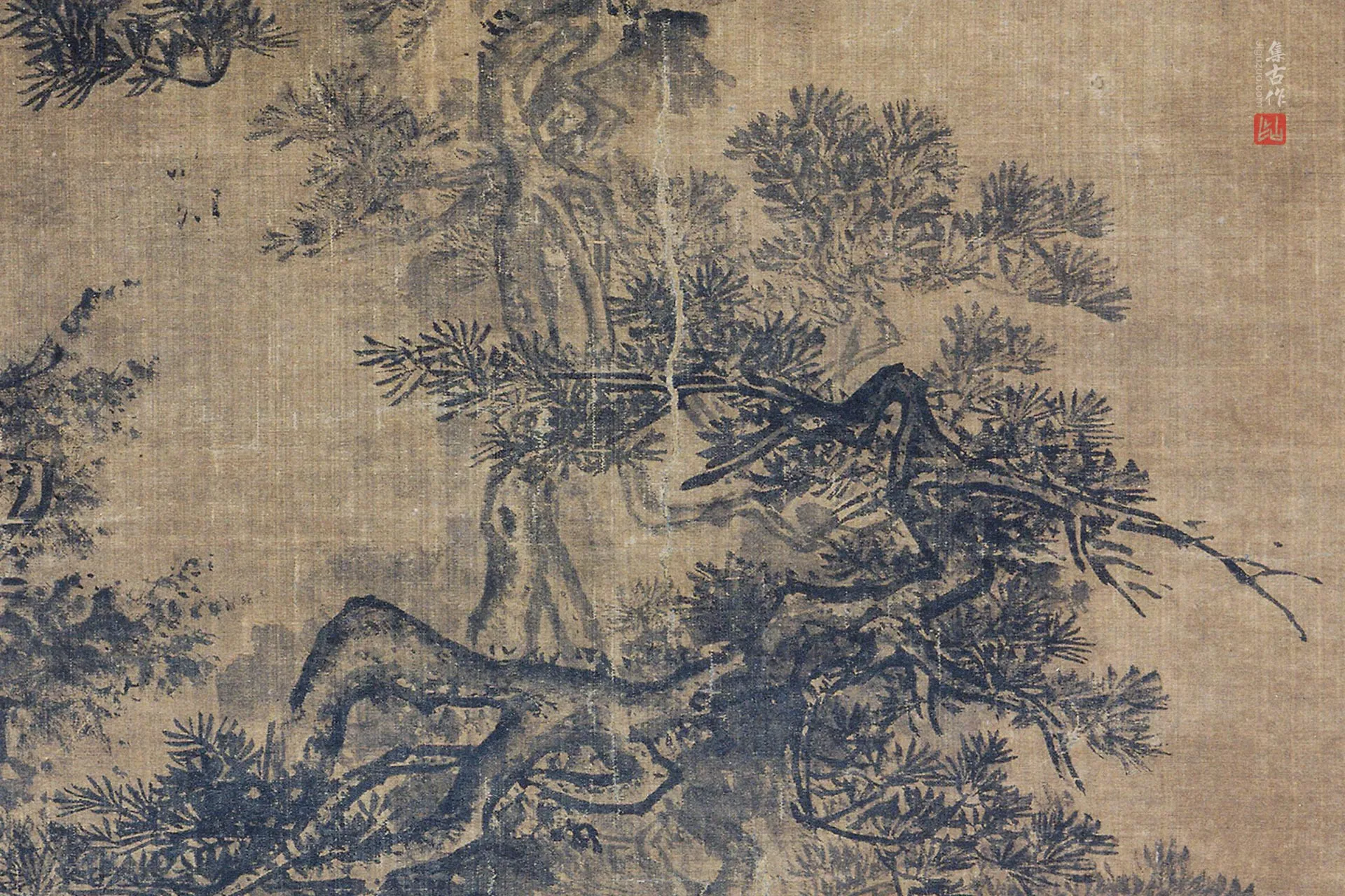 传李唐《秋冬山水图对幅》局部 (2)