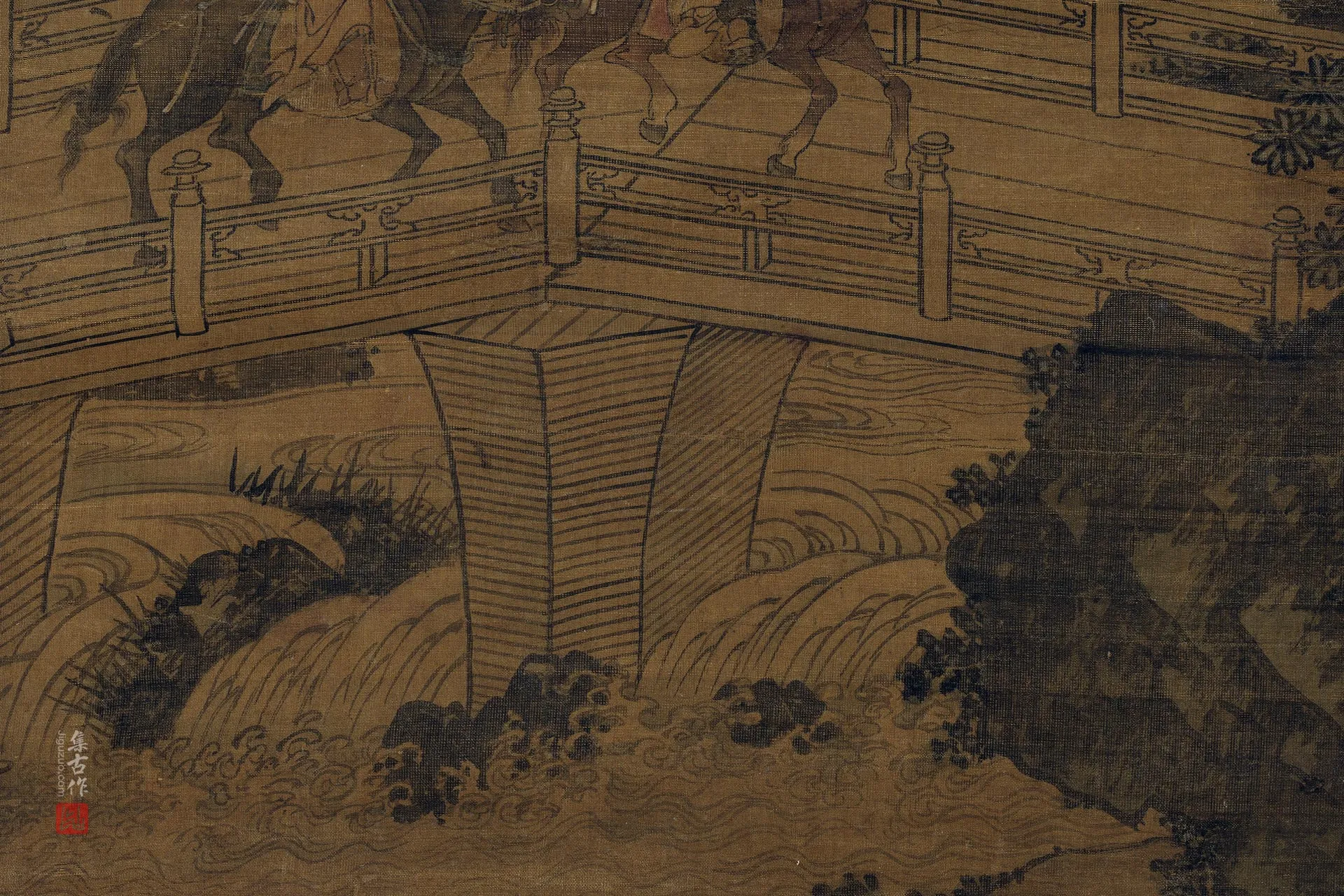 传刘松年山水人物画《征聘图》局部 (2)