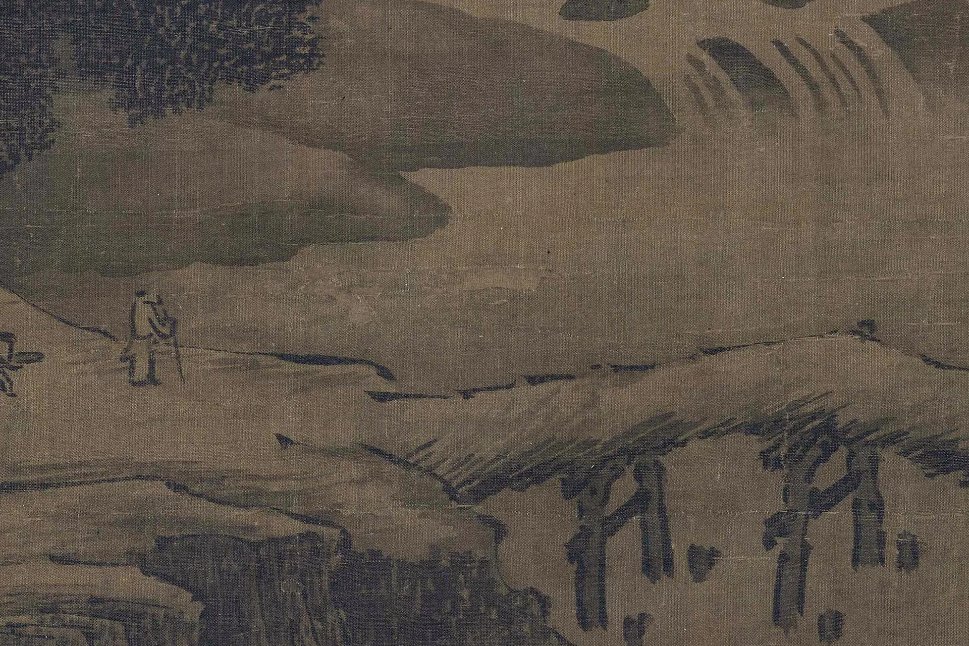 传范宽山水画《携琴访友图》局部 (4)