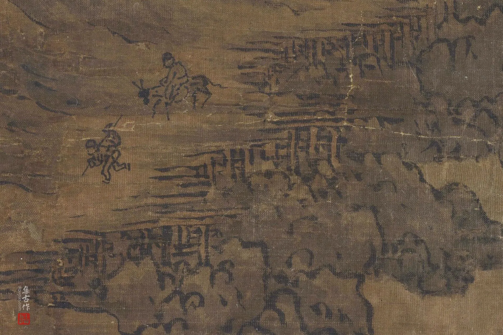 关仝《关山行旅图》高清大图局部 (4)
