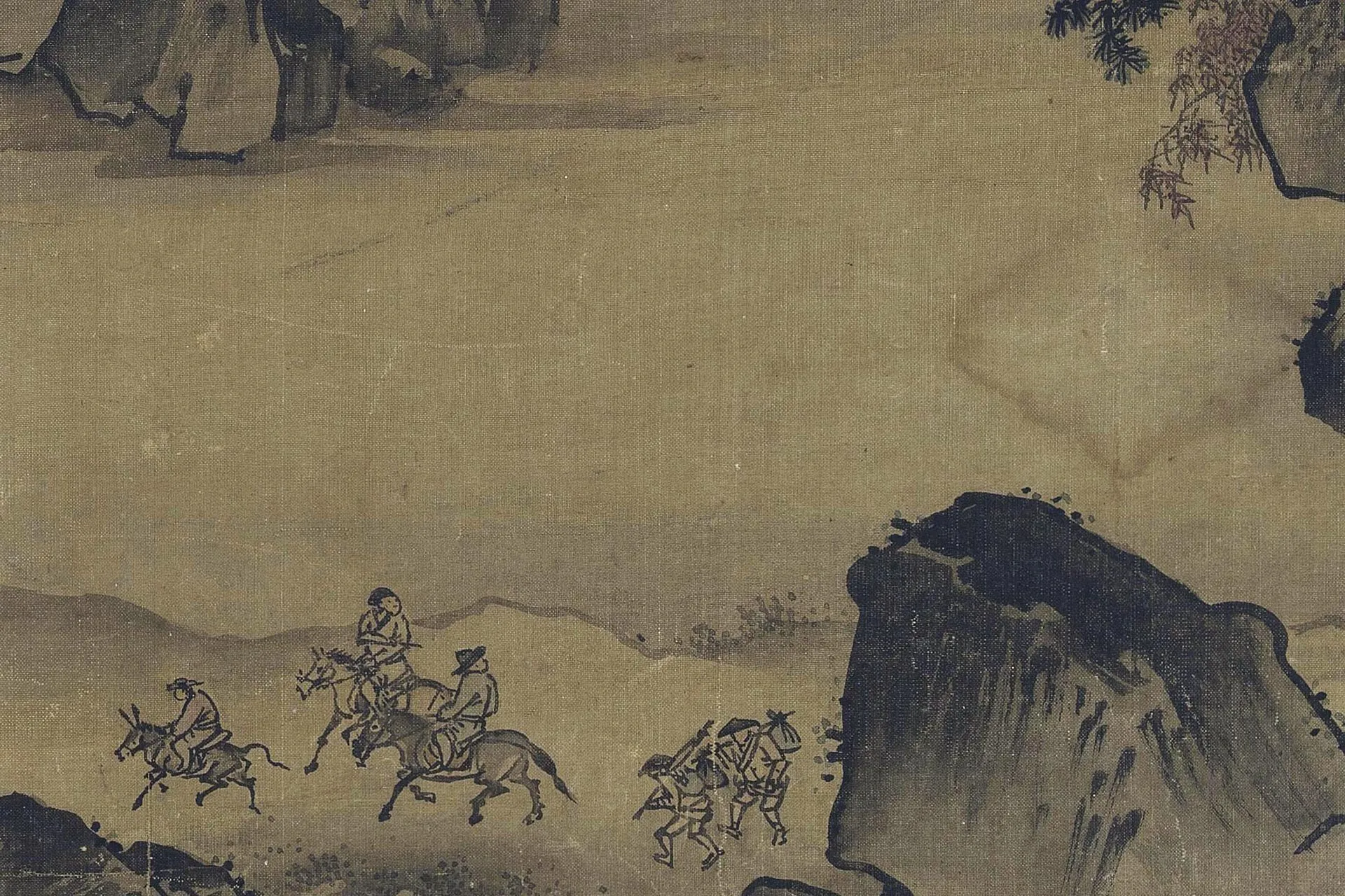 传李唐山水画《画关山行旅图》高清局部 (3)