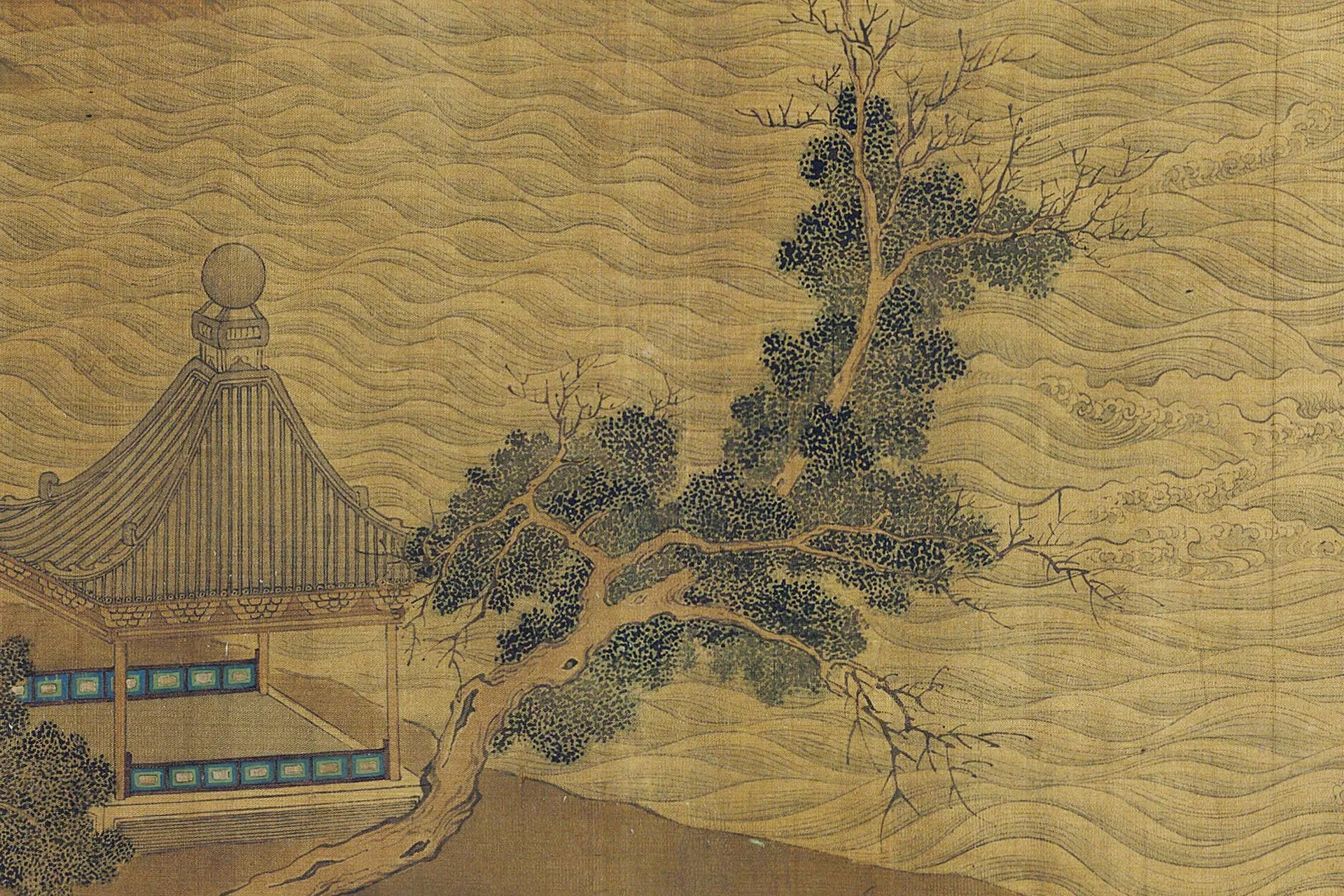 传刘松年青绿山水《天保九如图》局部 (2)