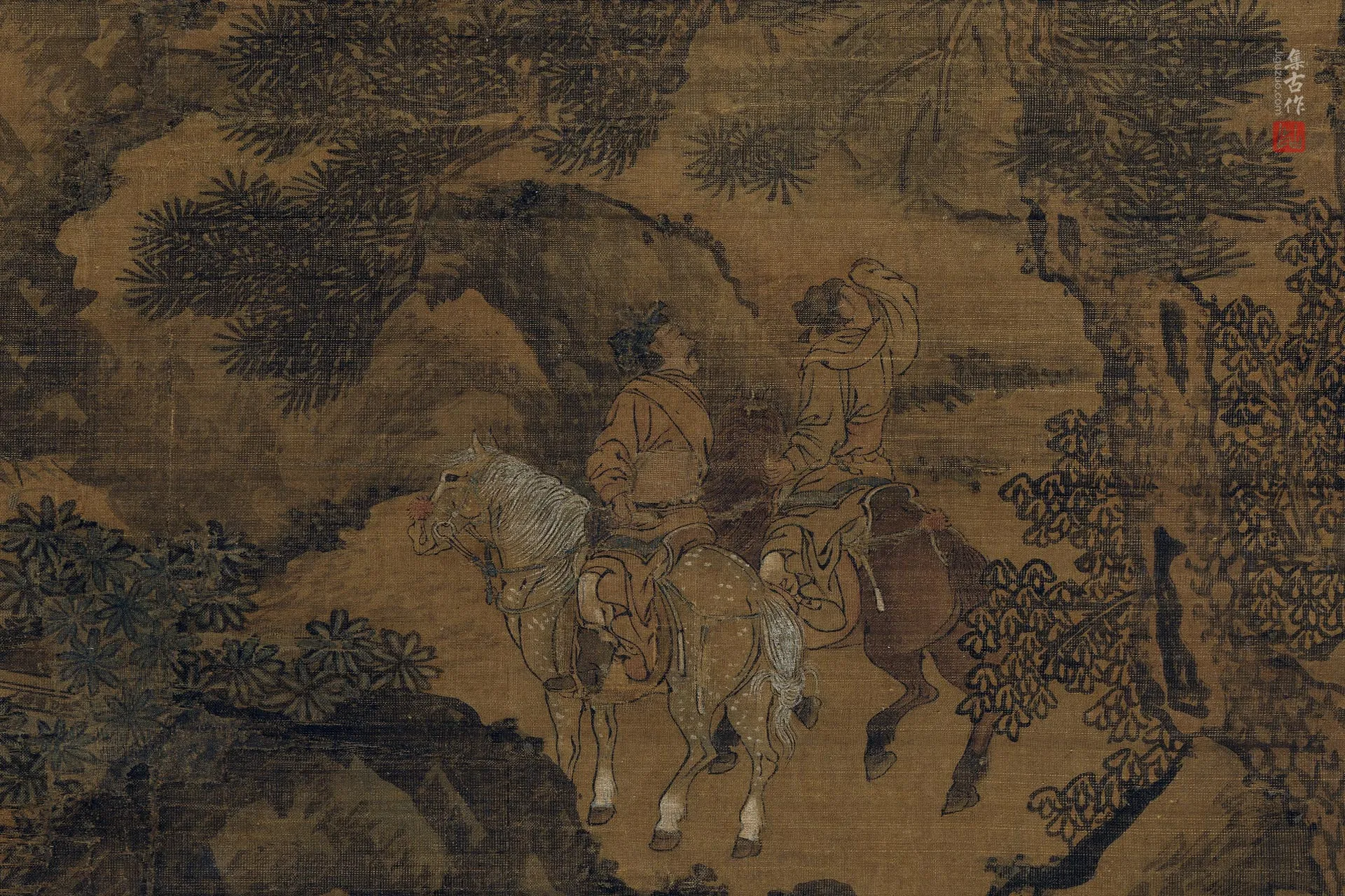 传刘松年山水人物画《征聘图》局部 (4)