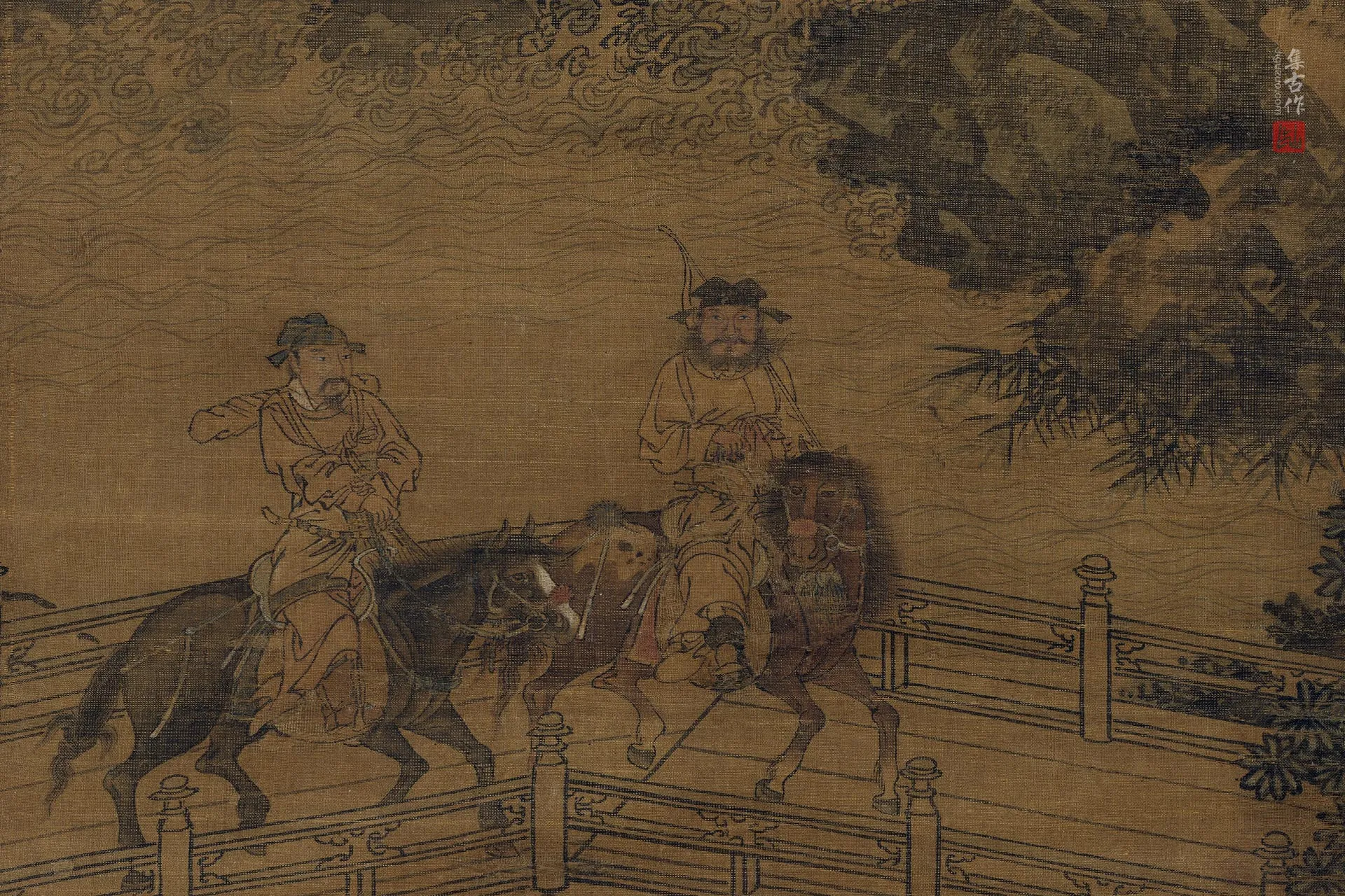 传刘松年山水人物画《征聘图》局部 (3)