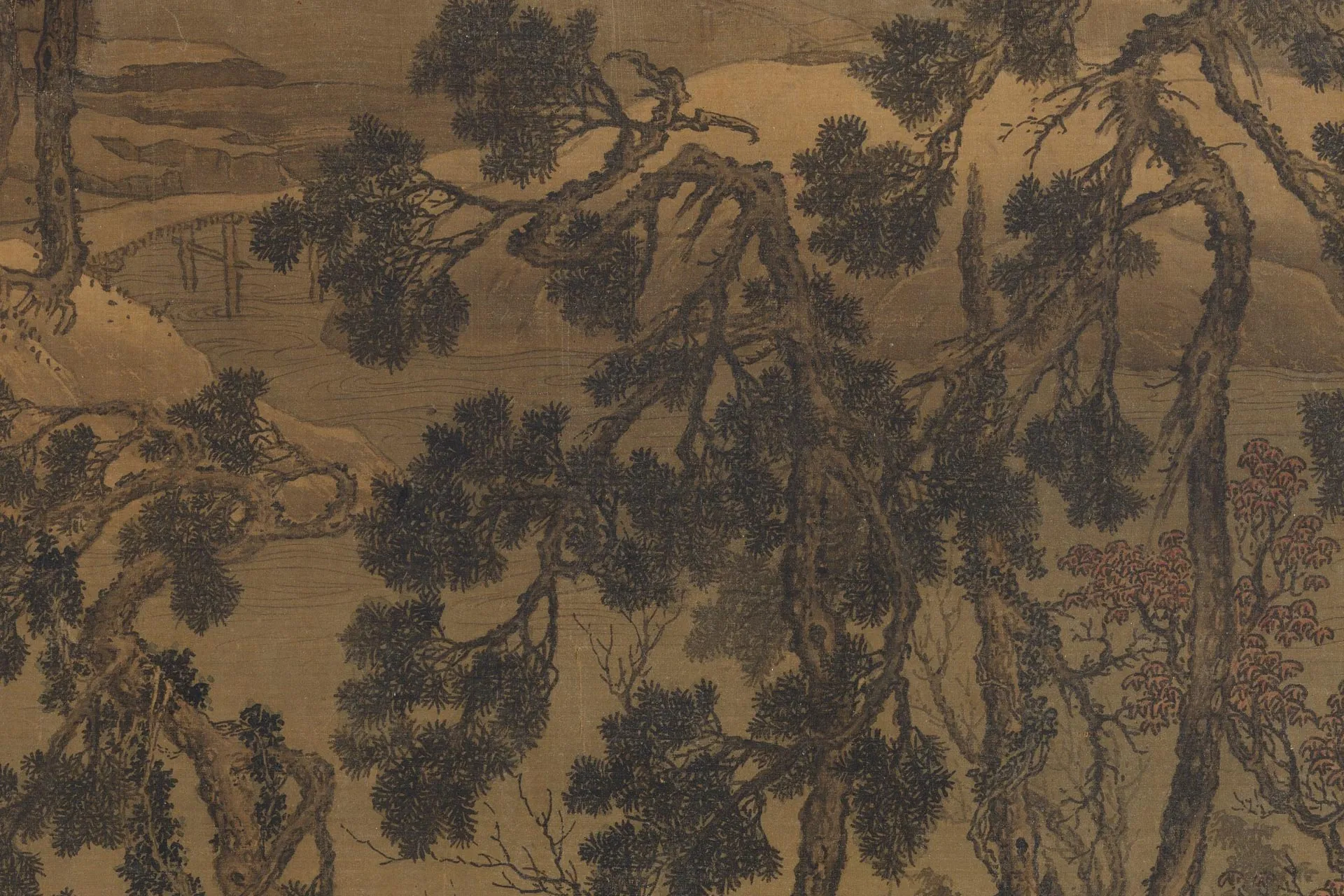 宋代山水画《溪山雪意图》局部 (3)