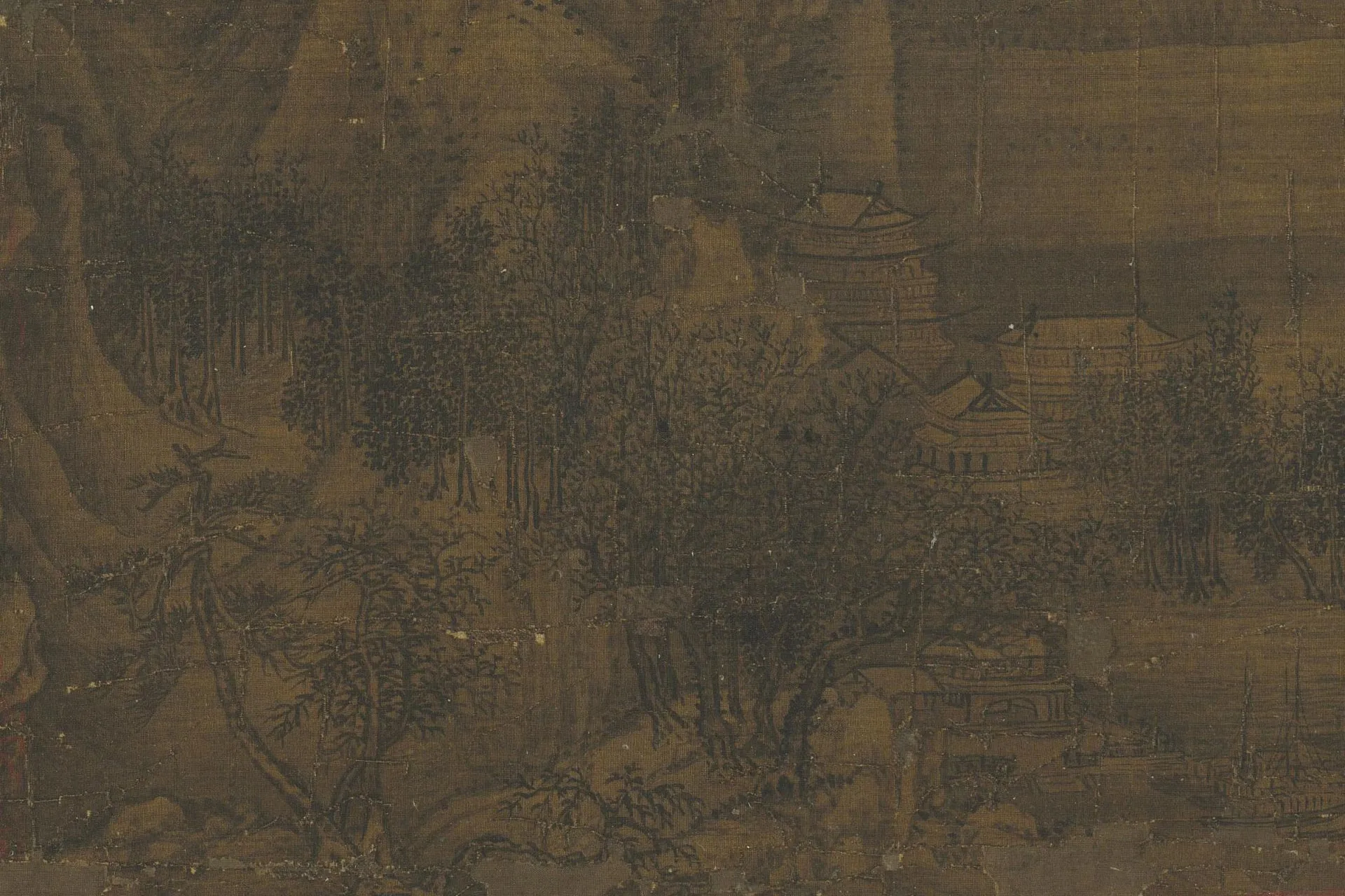 范宽冬景山水画《群峰雪霁图》局部 (2)