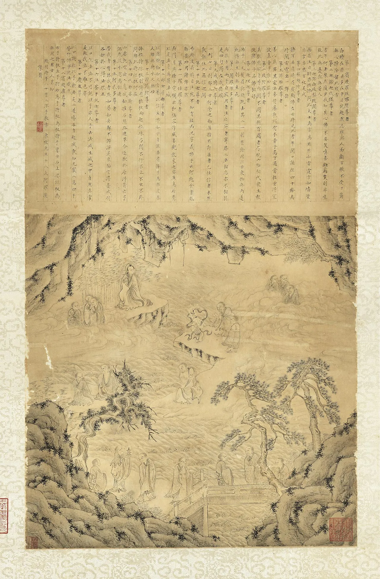 李公麟《大士十八阿罗汉图》轴