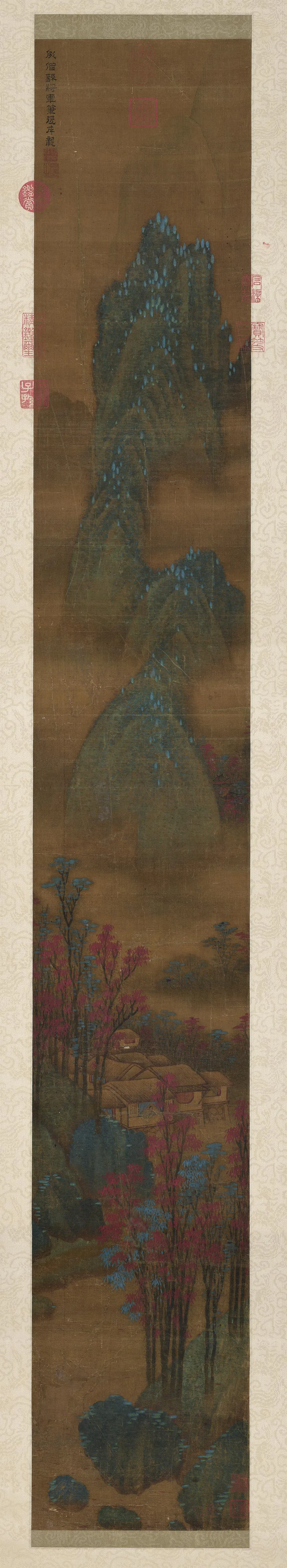 清张成龙青绿山水《仿张僧繇山水图》轴