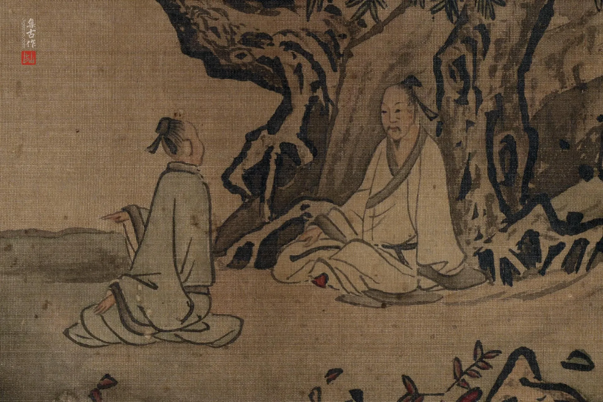 明人《仿李唐濠濮图》高清大图局部 (1)
