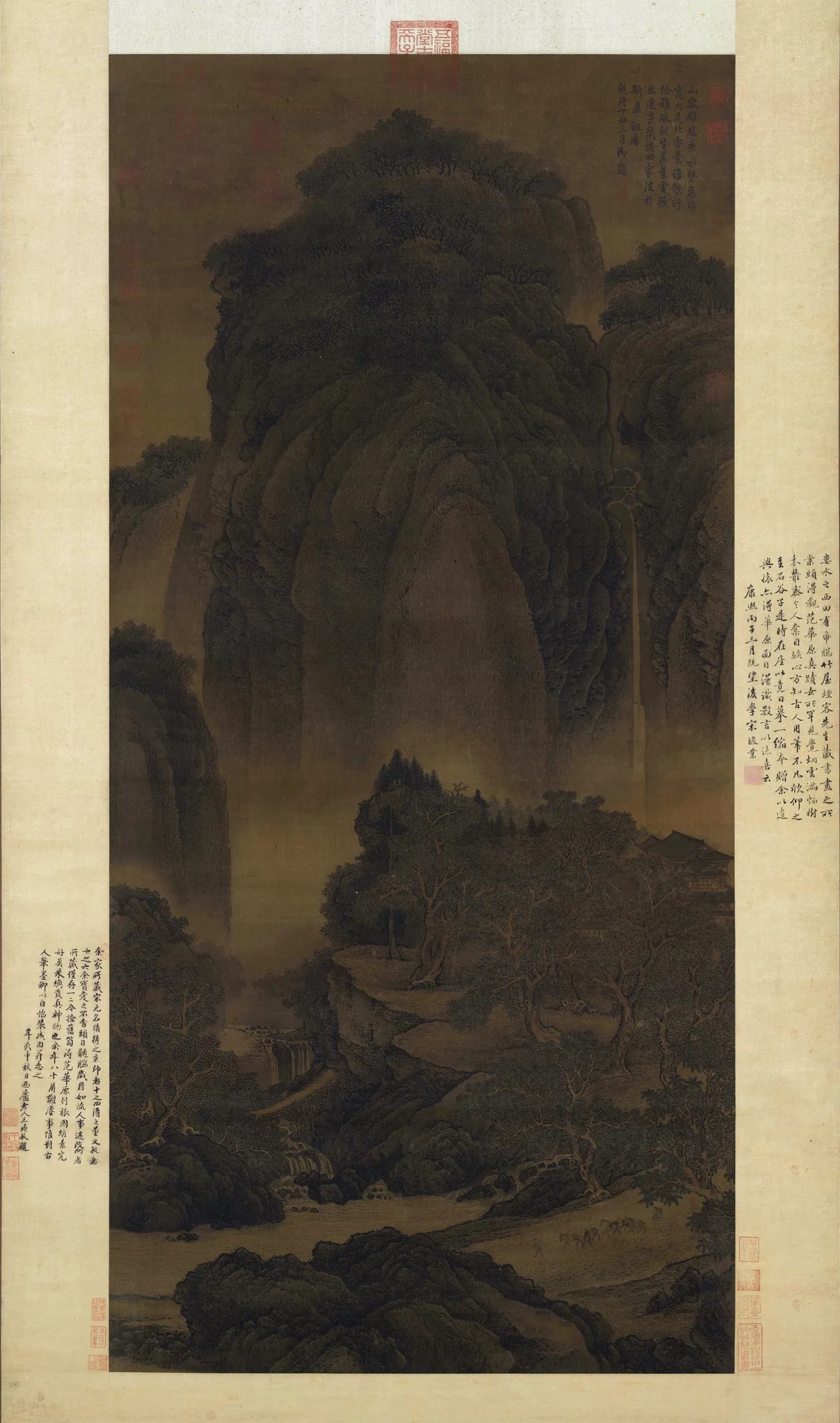 传范宽山水画《行旅图》轴
