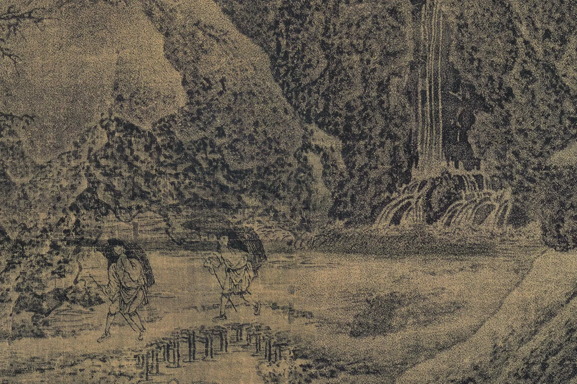 传范宽山水《雪山楼阁图》局部 (1)