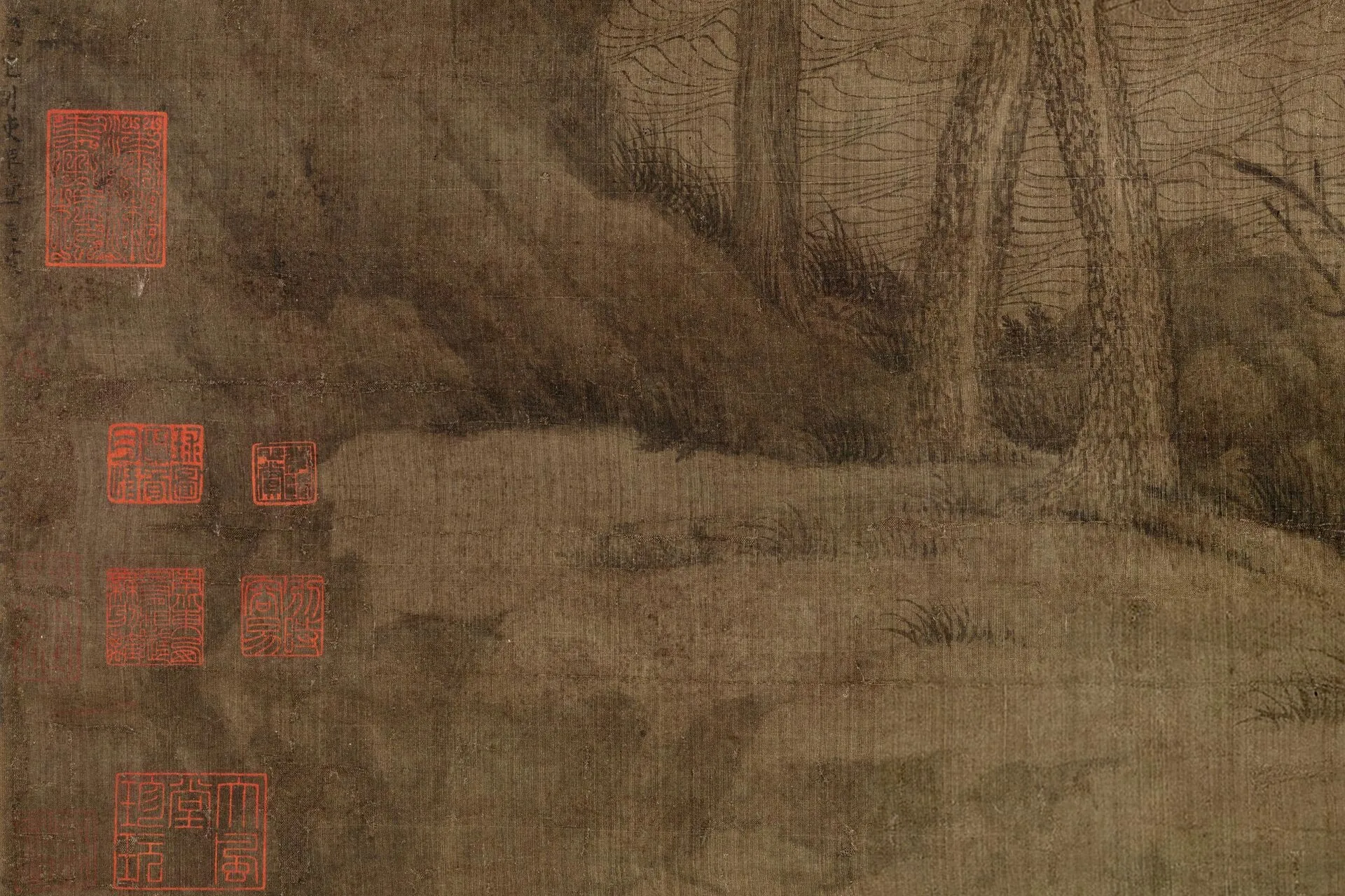 传董源《溪岸图》局部 (1)