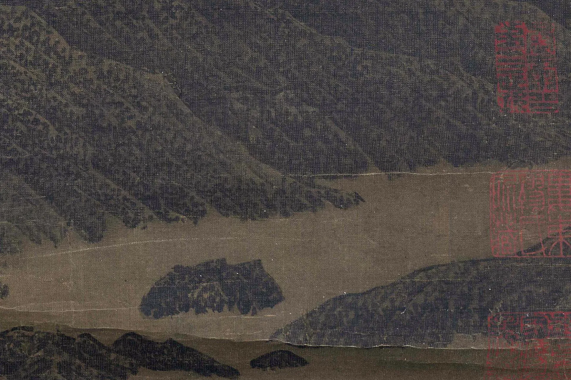 传范宽山水画《携琴访友图》局部 (2)