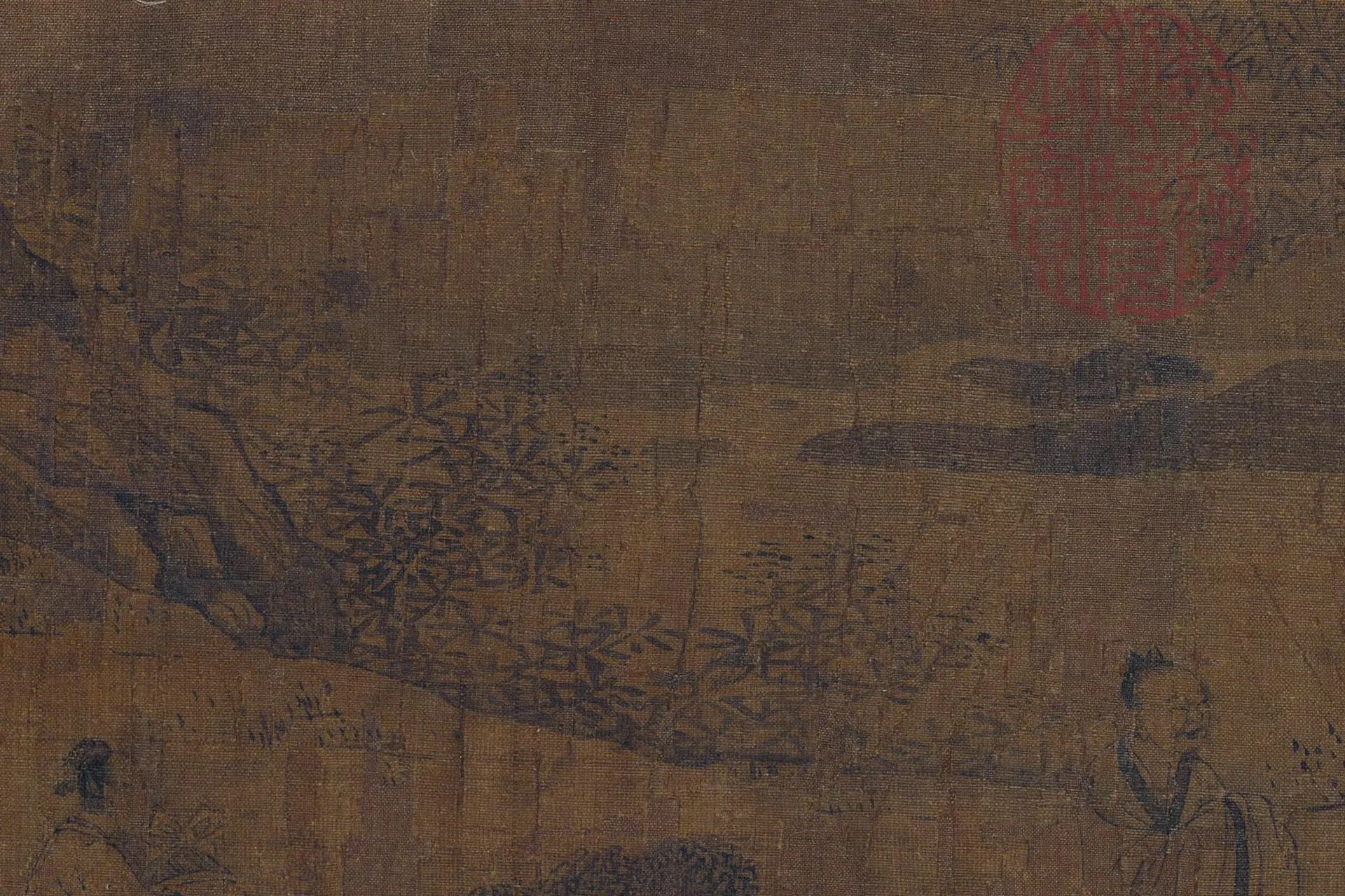 传郑法士《读碑图》高清图局部 (2)