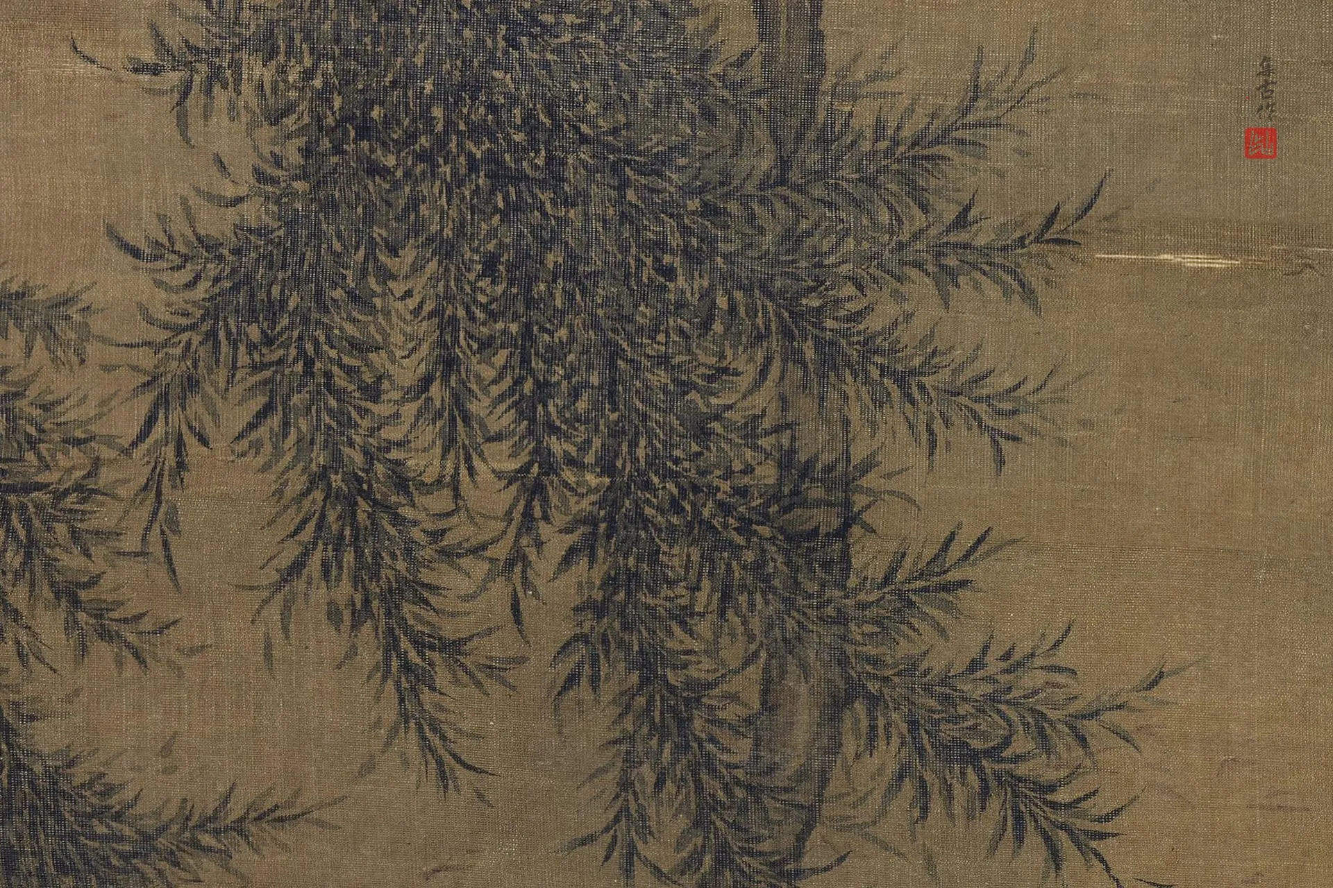 夏圭山水画《归棹图》高清大图局部 (4)