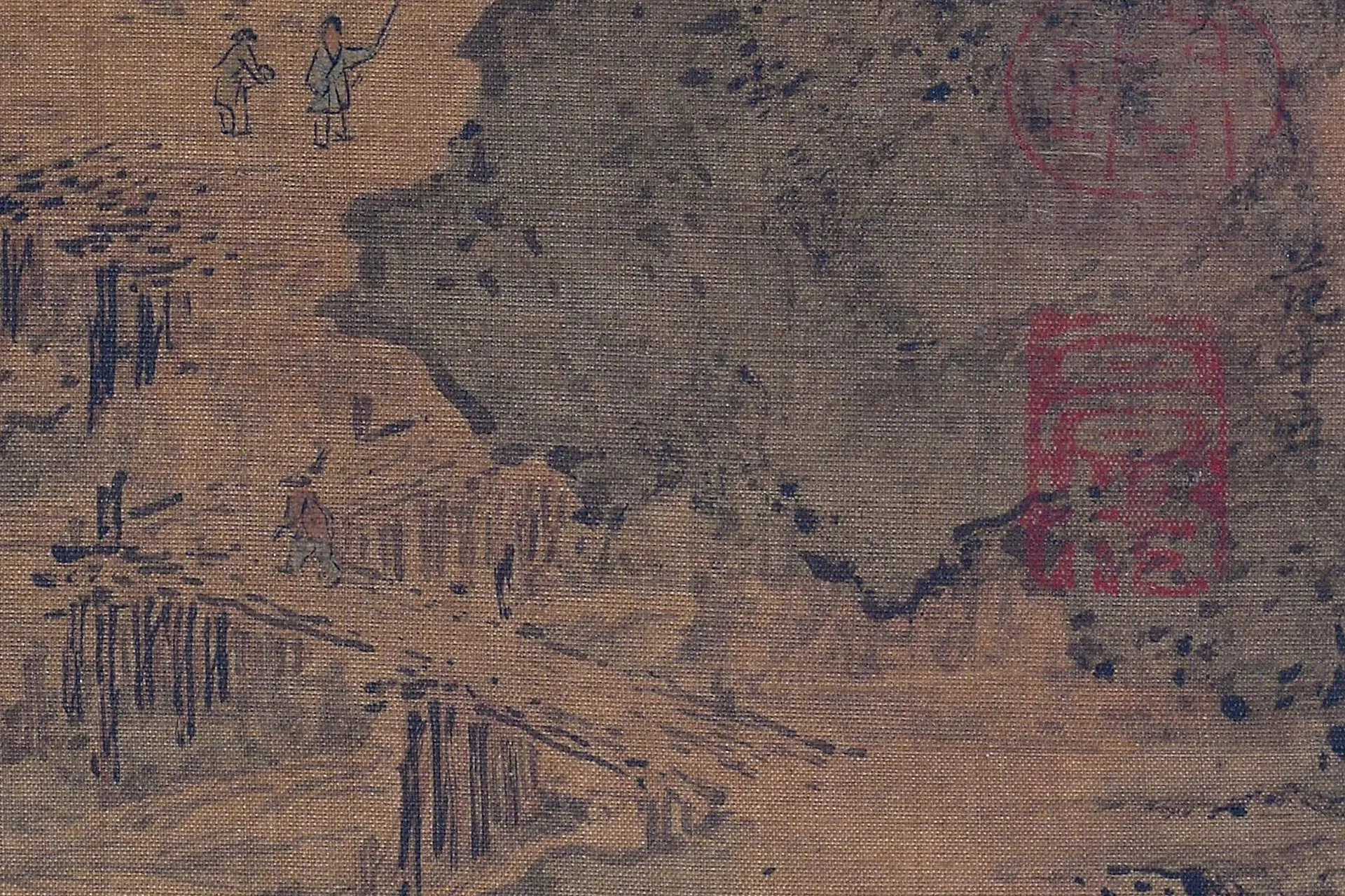 传范宽山水画《重山复岭图》高清大图局部 (1)