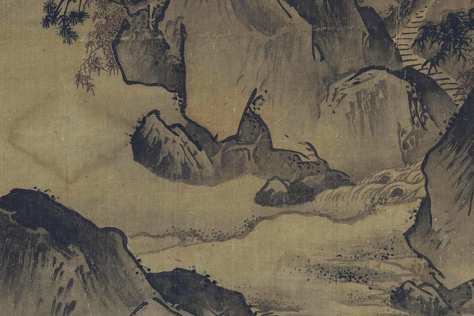 传李唐山水画《画关山行旅图》高清局部 (2)