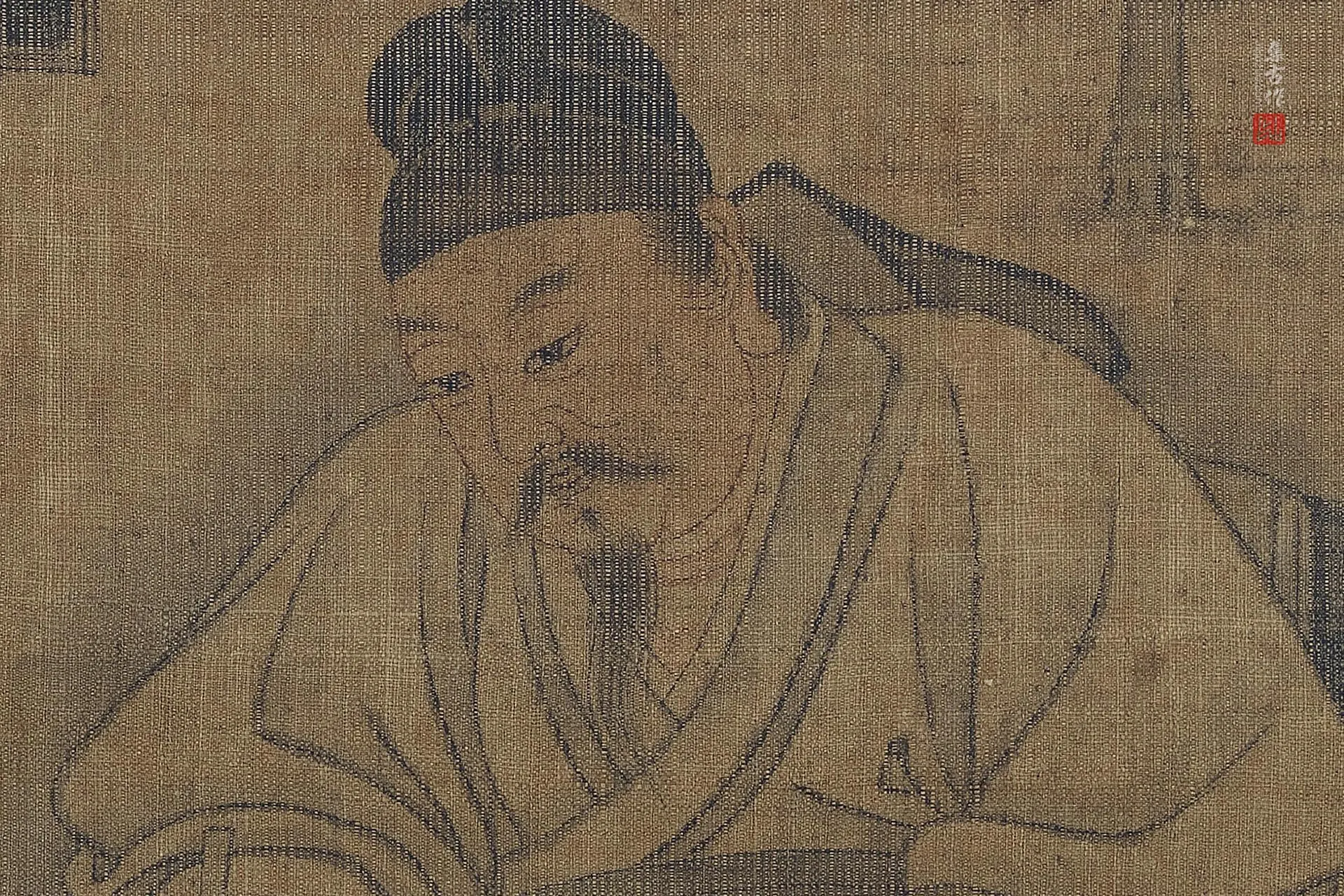 传阎立本《竹林五君图》超高清大图局部 (3)