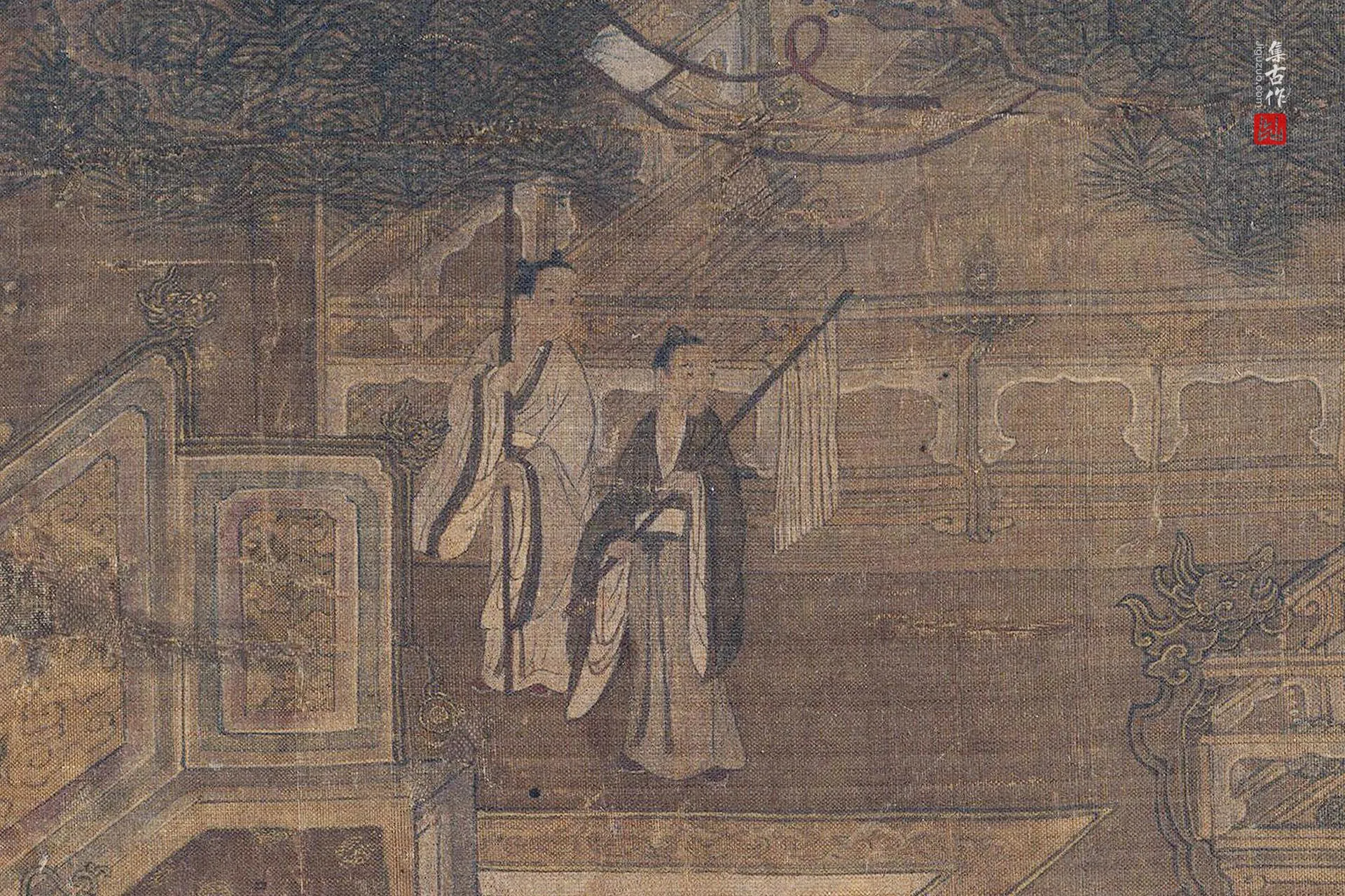 传刘松年《瑶台献寿图》高清大图局部 (2)