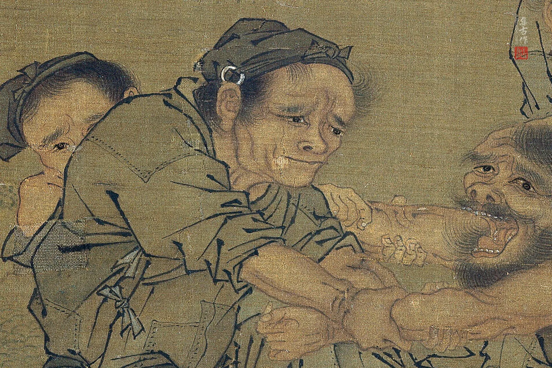 李唐《炙艾图》高清大图局部-1