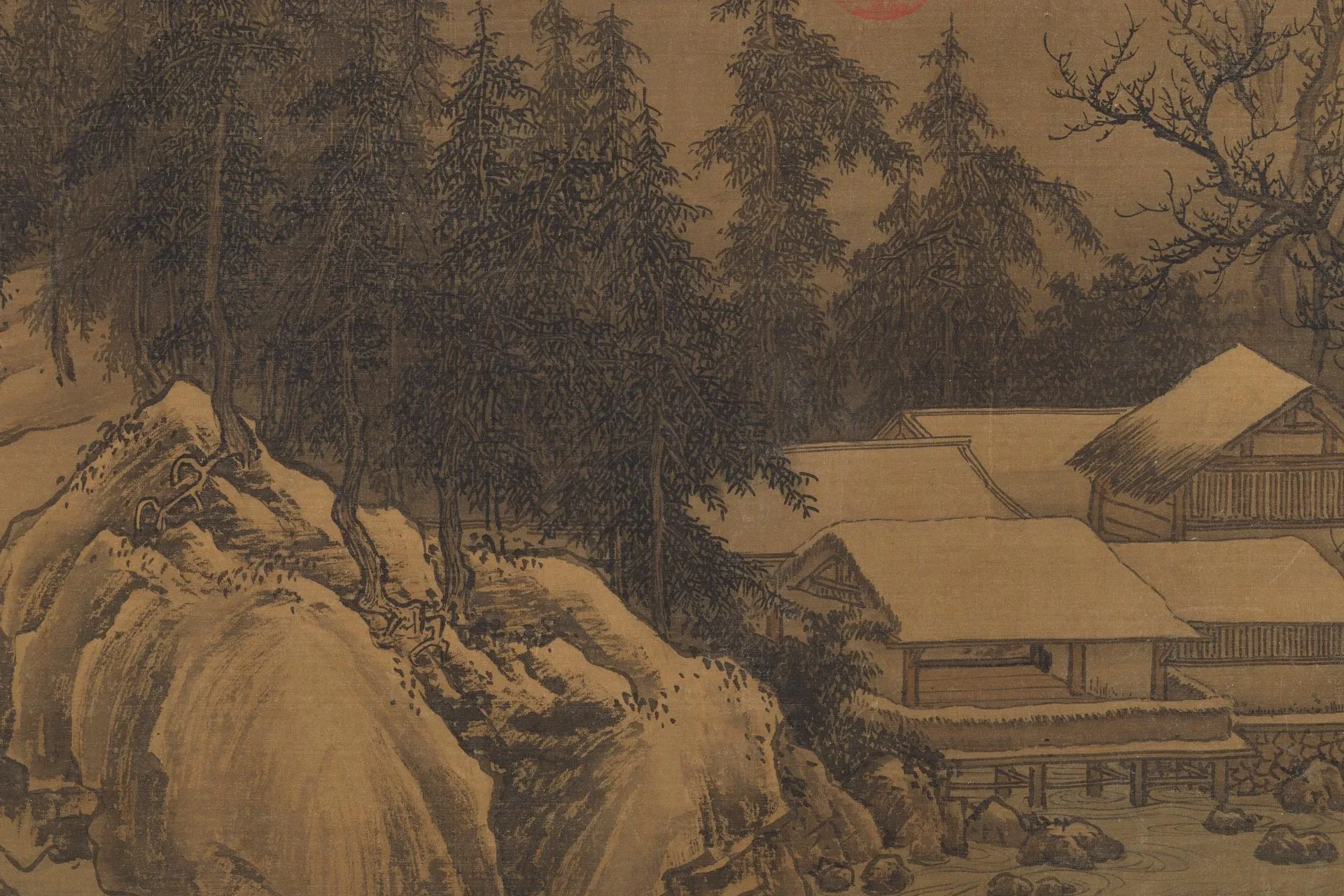 宋代山水画《溪山雪意图》局部 (5)
