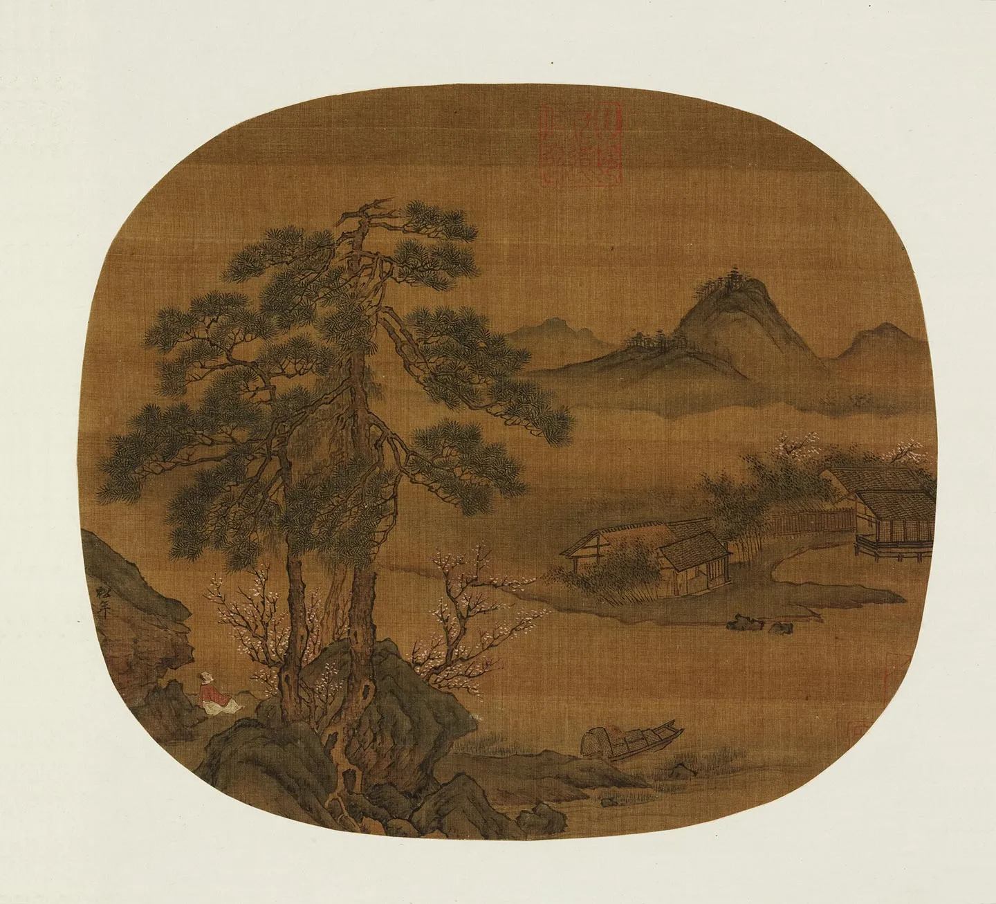刘松年山水画《春溪独坐图》团扇页
