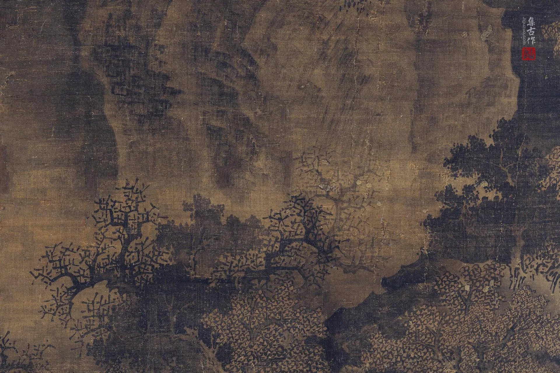 传范宽山水画《临流独坐图》局部 (4)