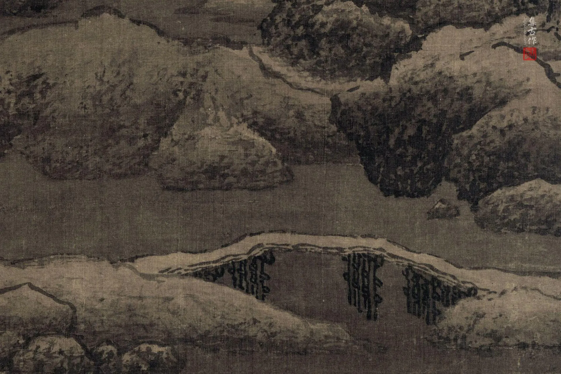 传范宽山水《雪景寒林图》局部 (4)