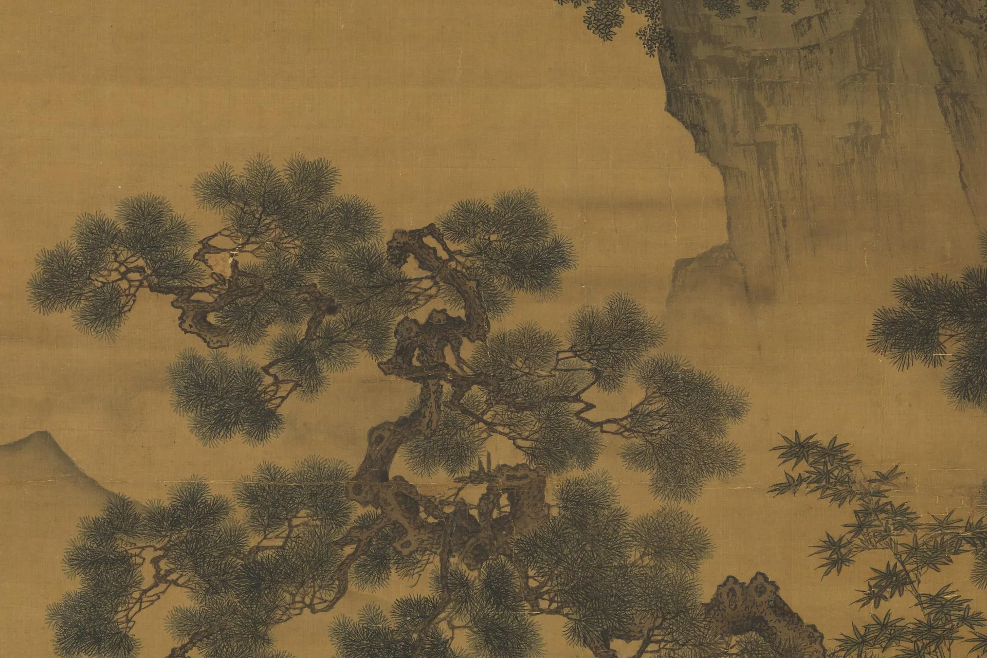 传刘松年山水人物画《溪亭客话图》局部 (3)