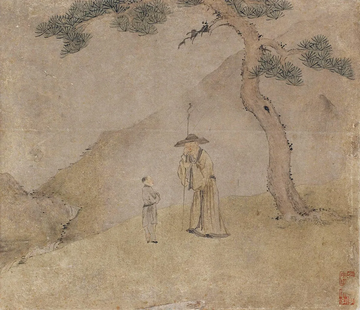 传李公麟《松下翁童图》页