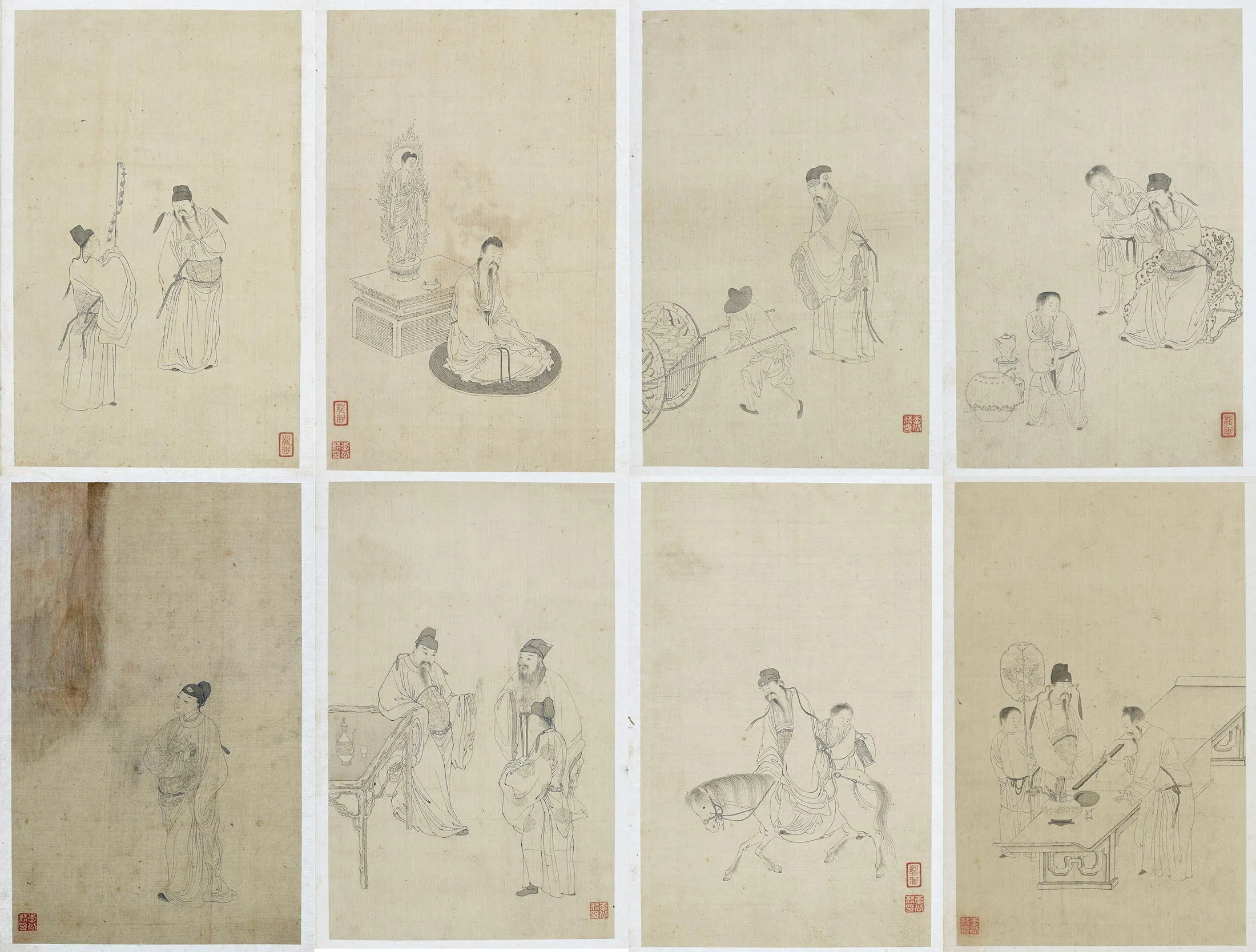 传李公麟白描人物册
