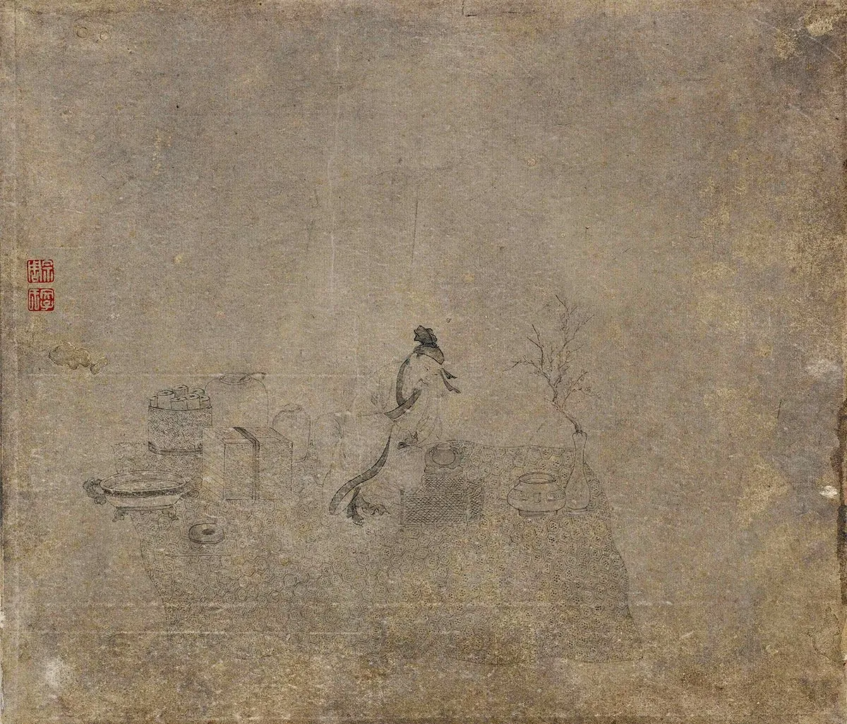 传李公麟《烹茶赏梅图》页