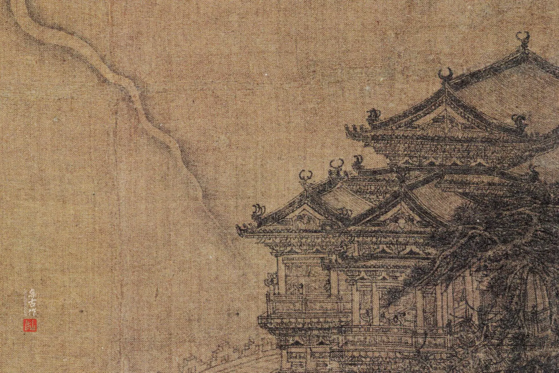 传李公麟界画《黄鹤楼图》局部 (2)