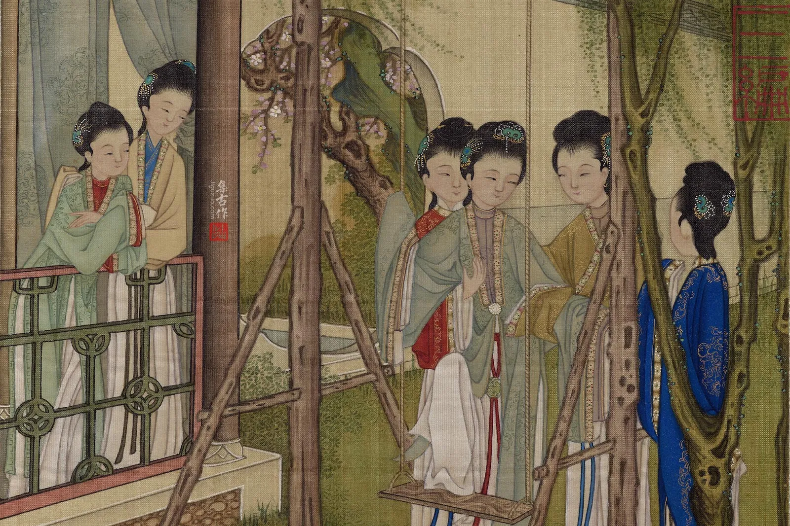 焦秉贞《画仕女人物册》局部 (1)