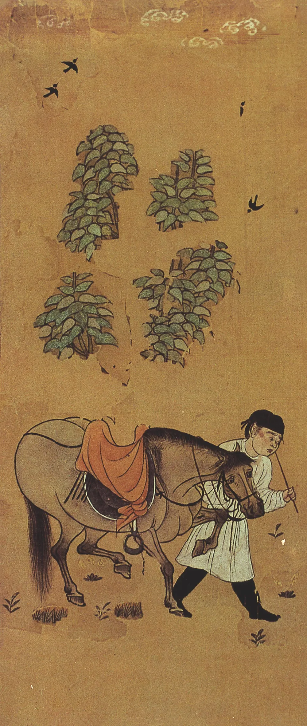 唐人《侍马图》又名《牧马图》屏风