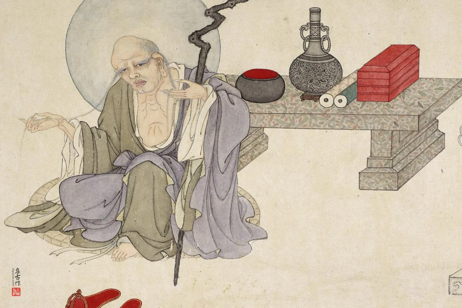 清庄豫德人物画《拔杂哩逋答喇尊者》局部 (1)